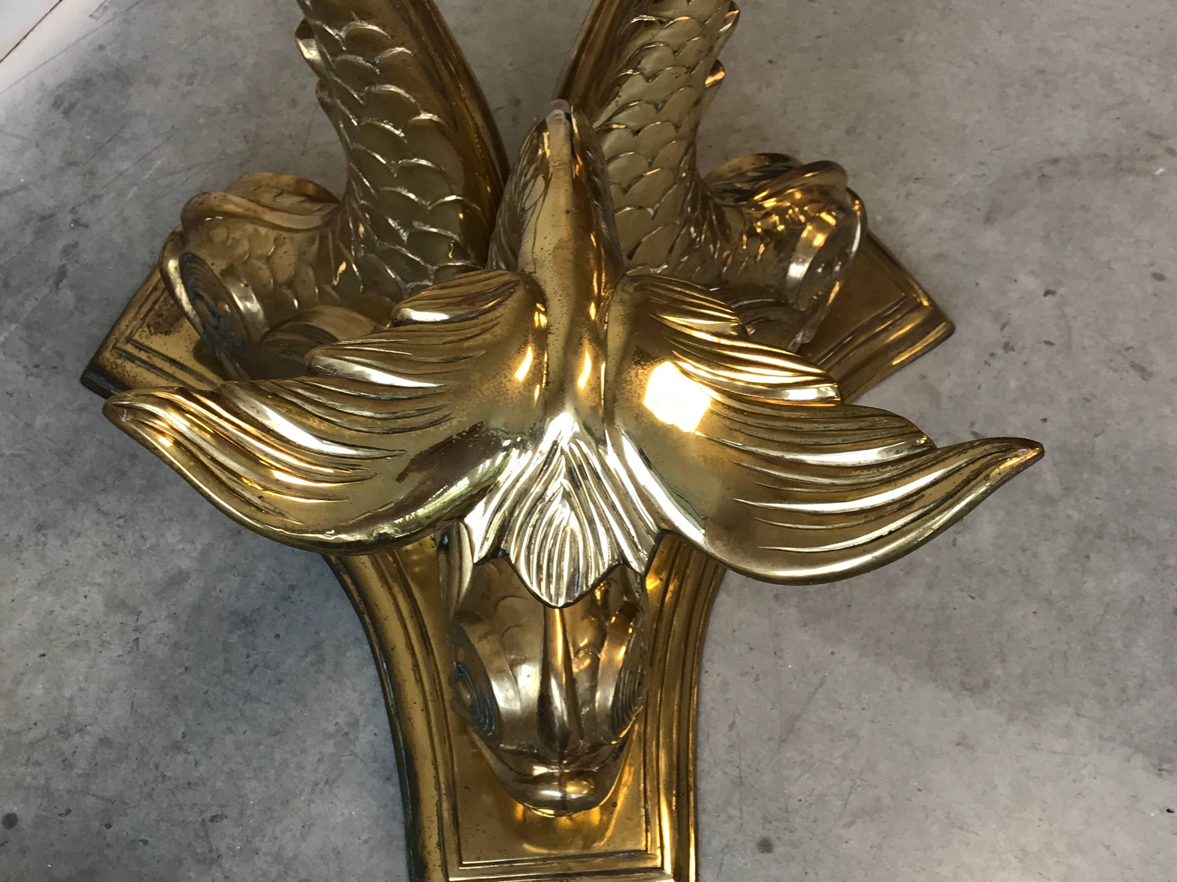 1960s Italian Brass Koi Fish Dining or Entry Table 1