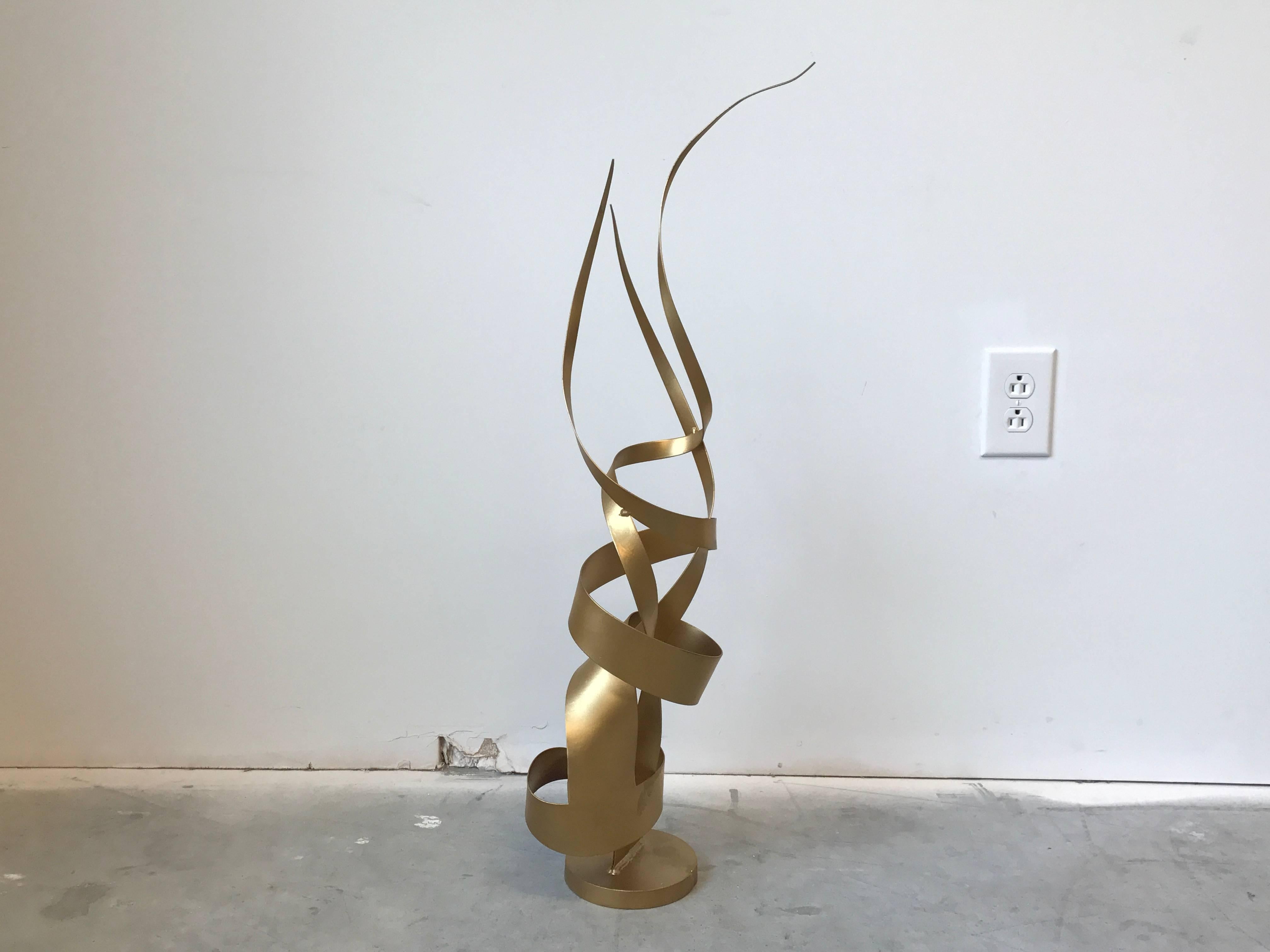 20th Century 1970s Century Jere Style Gilded Ribbon Sculpture For Sale
