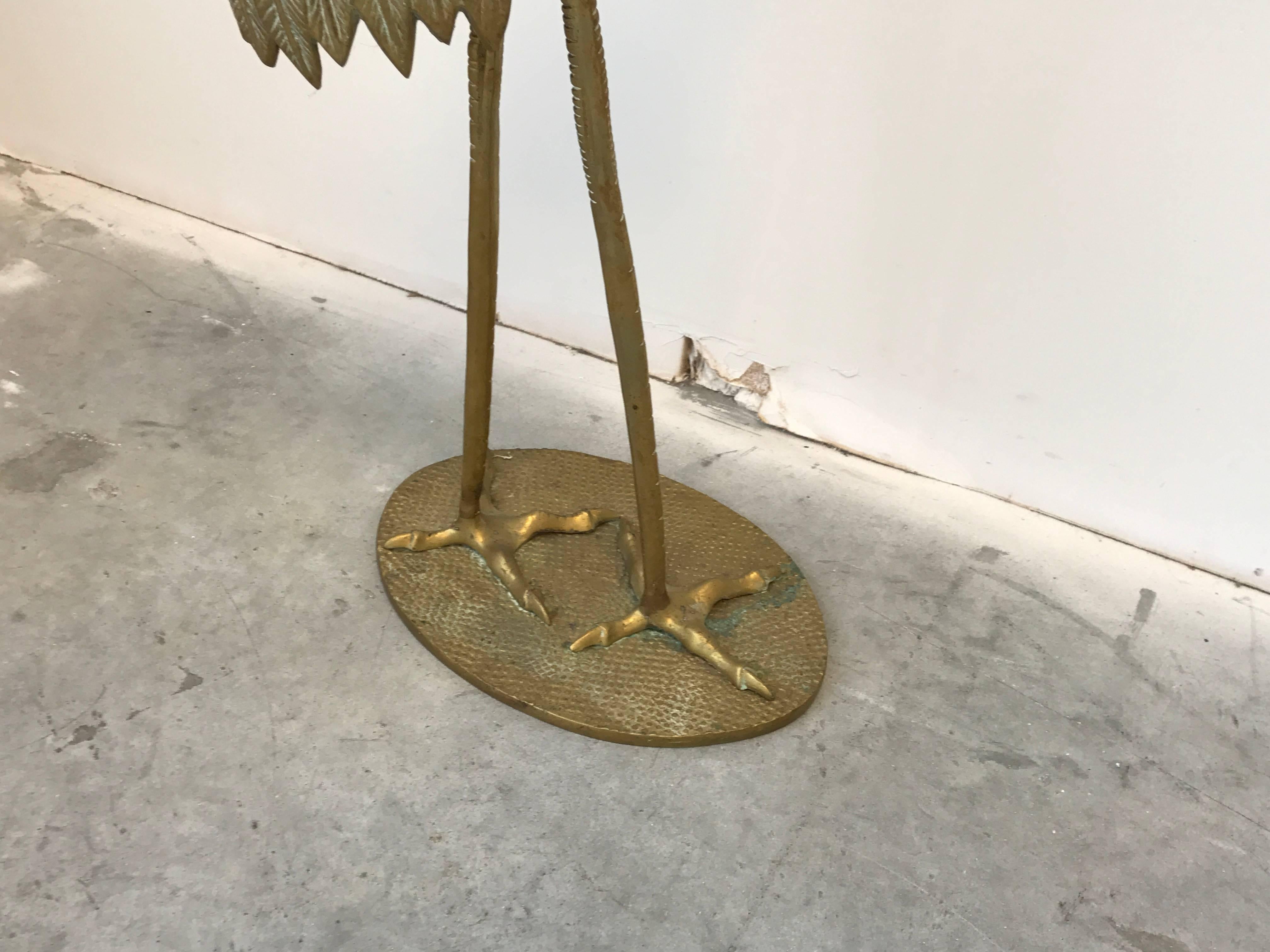 1960s Life-Sized Italian Brass Heron Bird Sculpture 1