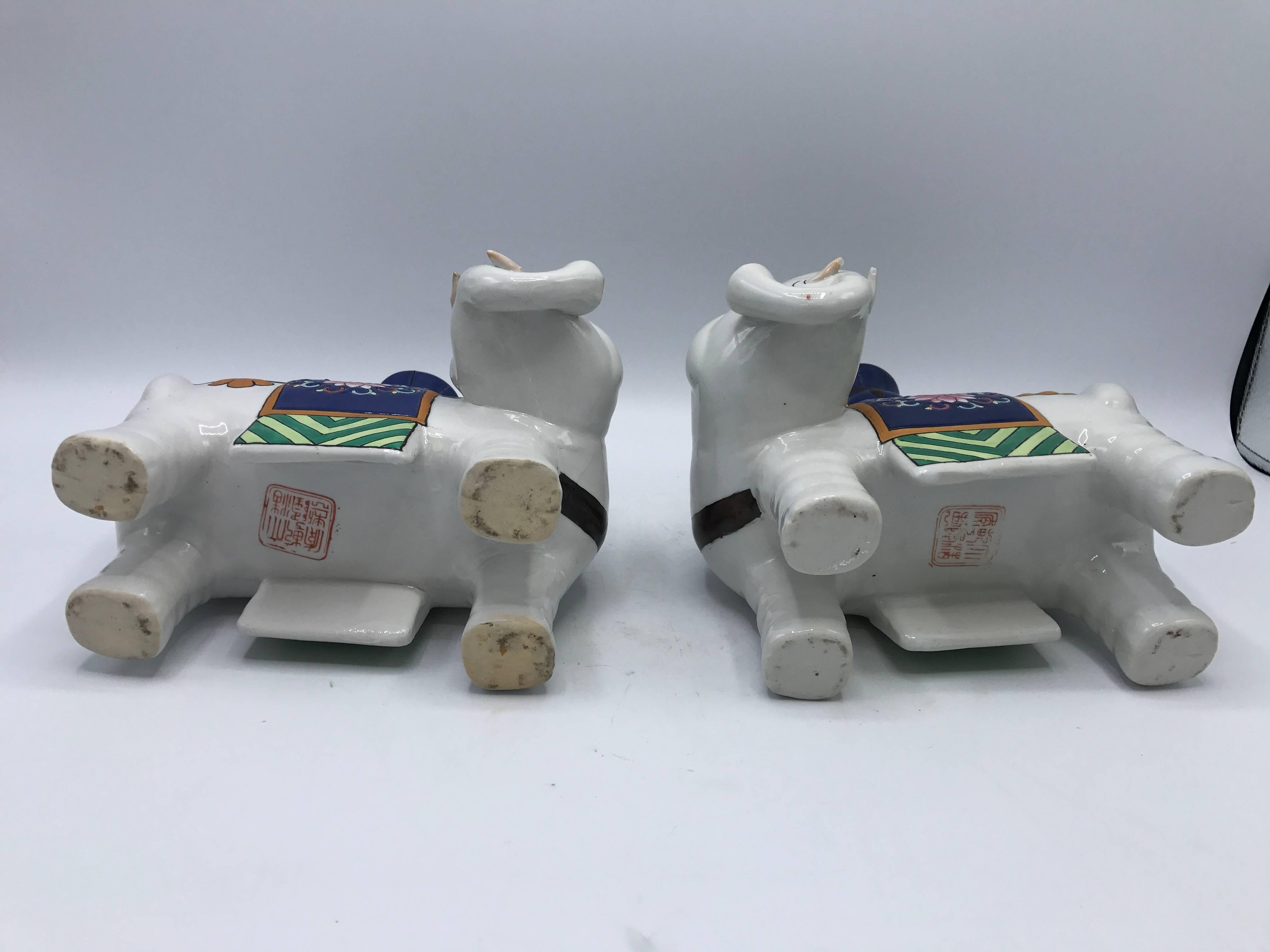 1960s Polychrome Ceramic Elephant Sculpture Candlestick Holders, Pair 3