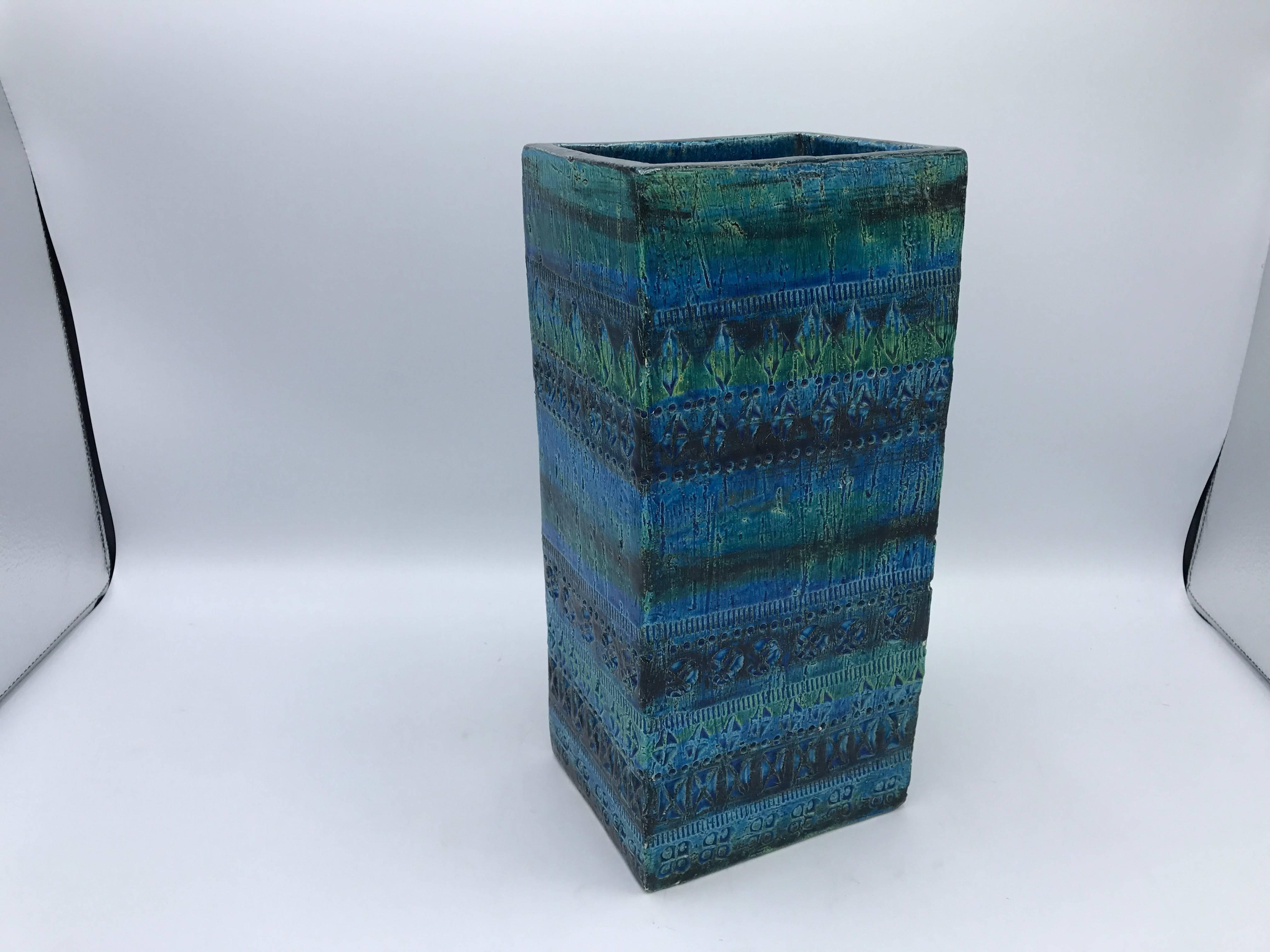 Mid-Century Modern Rimini Blue Rectangular Bitossi Vase, 1960s