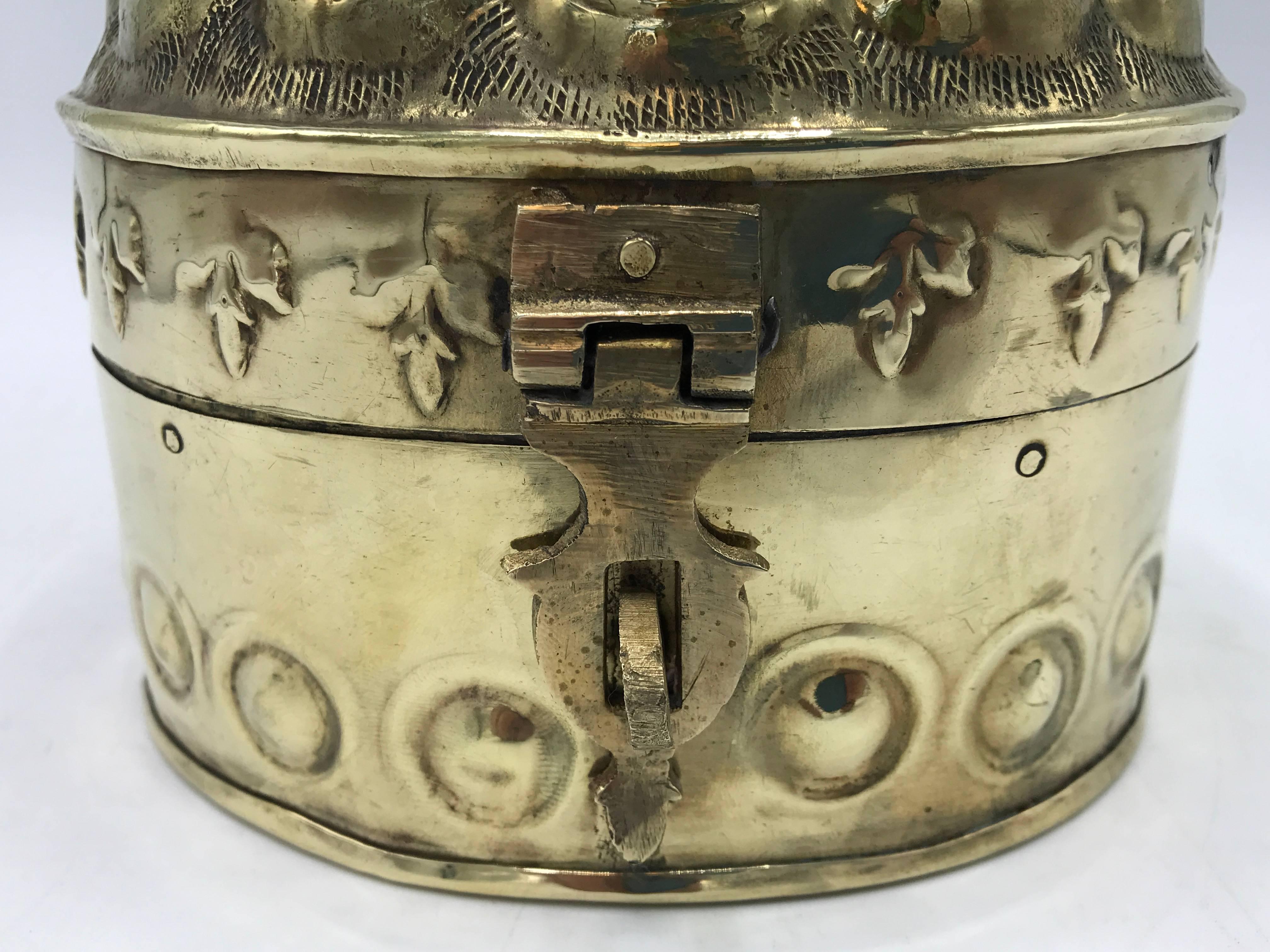 1960s, Brass Canister with Ornate Detailing 1