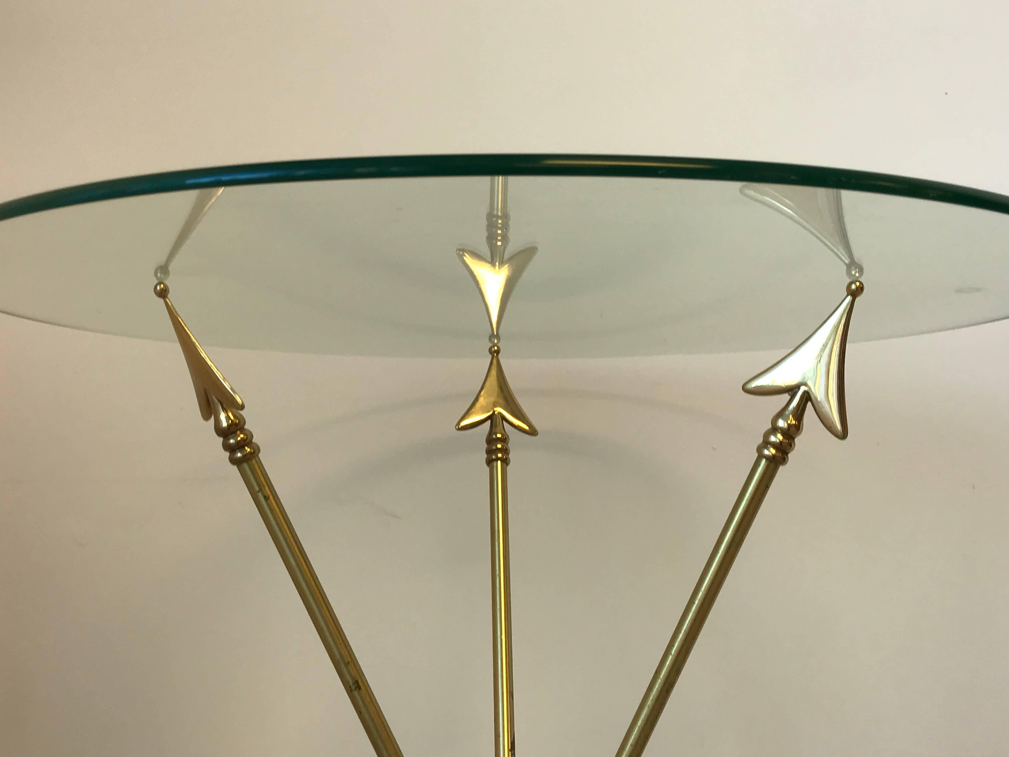 Neoclassical Brass Arrow Directoire Accent Table by Maison Jansen, 1960s