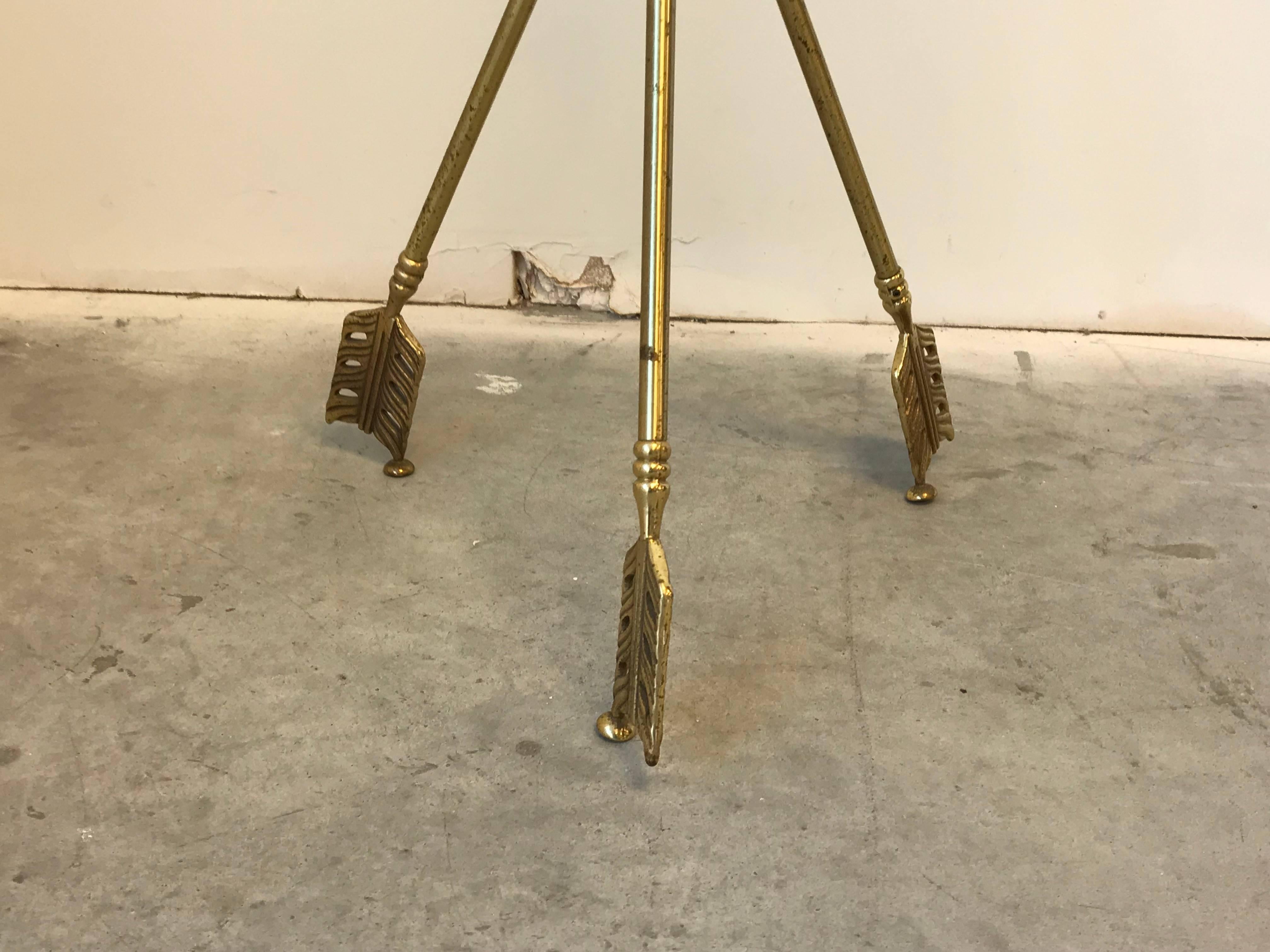Brass Arrow Directoire Accent Table by Maison Jansen, 1960s In Excellent Condition In Richmond, VA