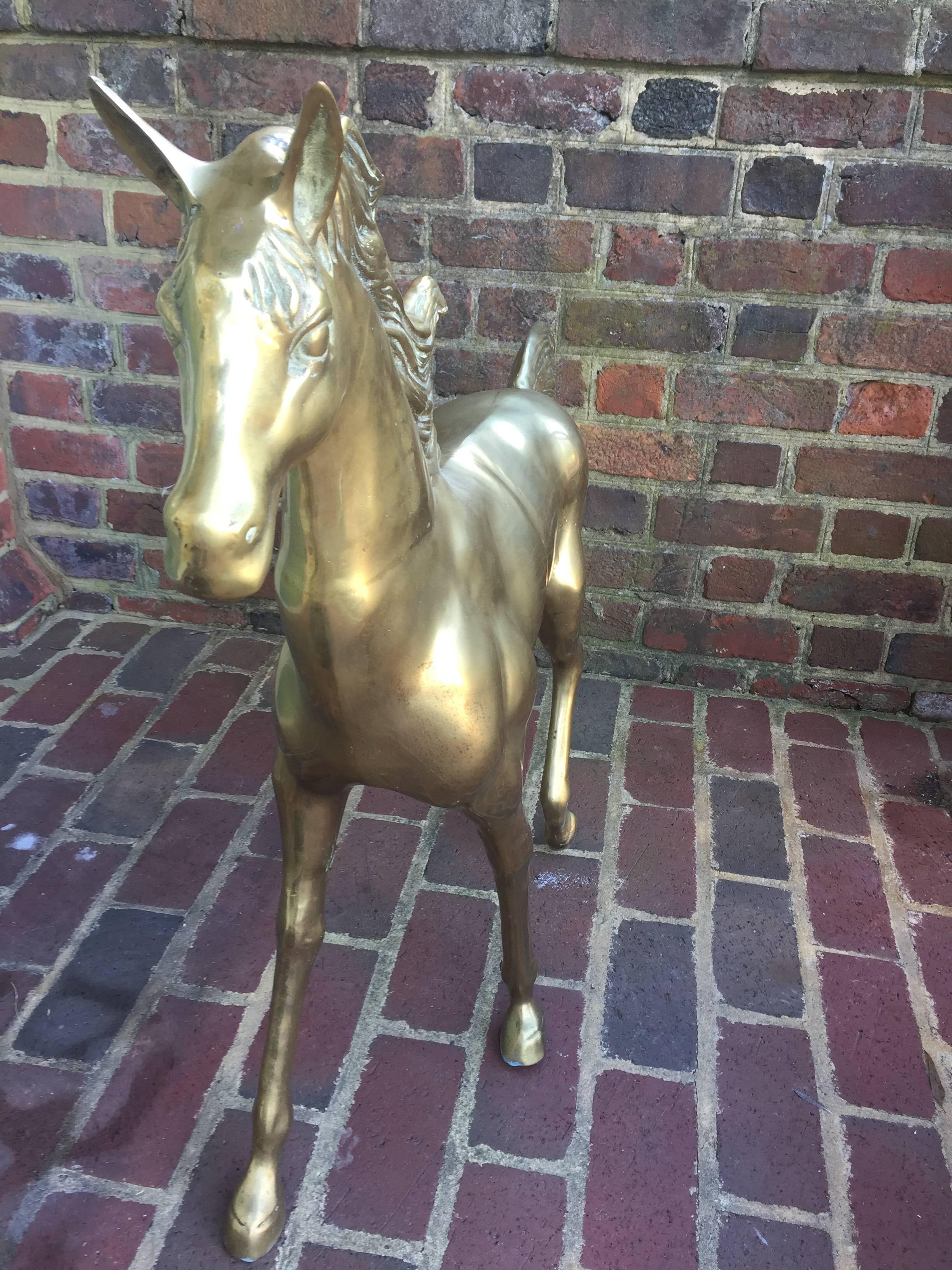 1960s Large Oversized Brass Horse Sculpture at 1stDibs large brass horse statue