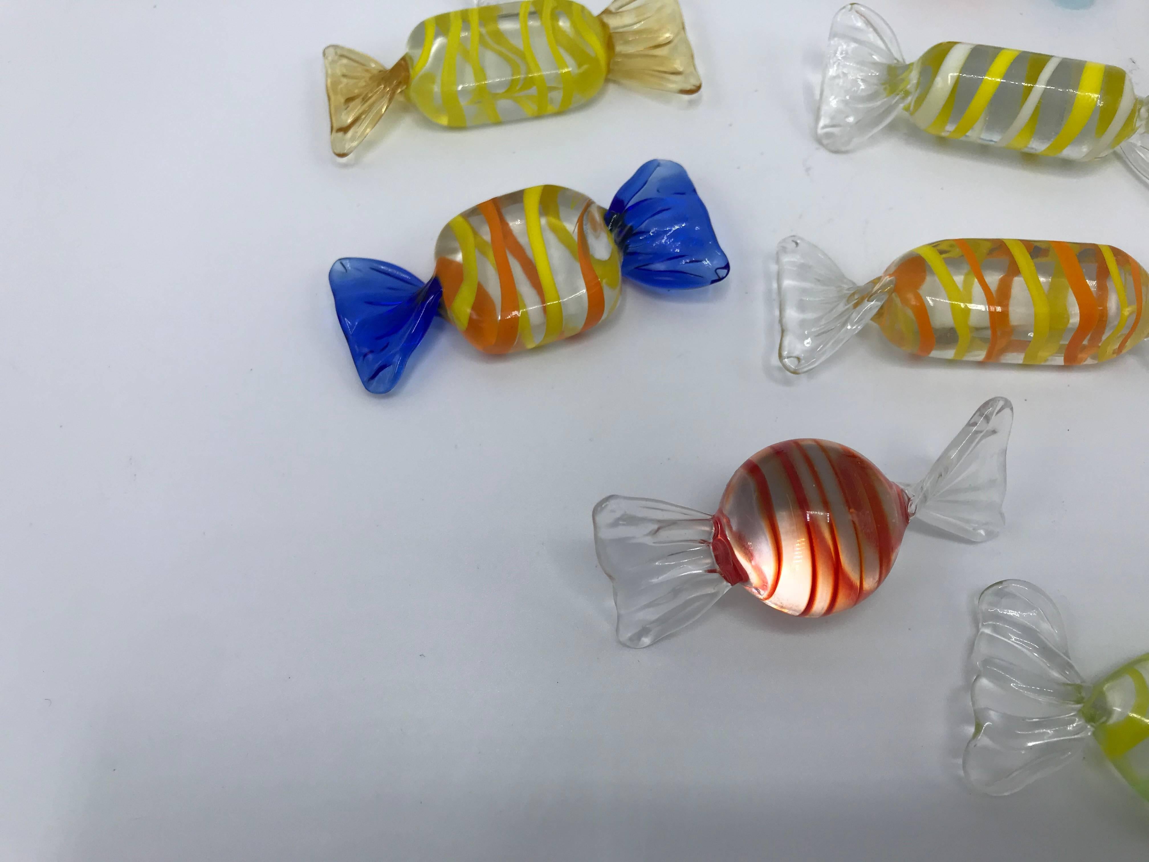 20th Century 1970s Italian Murano Glass Candy Sculptures, Set of 11