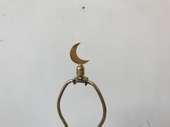 1970s Italian Brass Star Lamp with Crescent Moon Finial