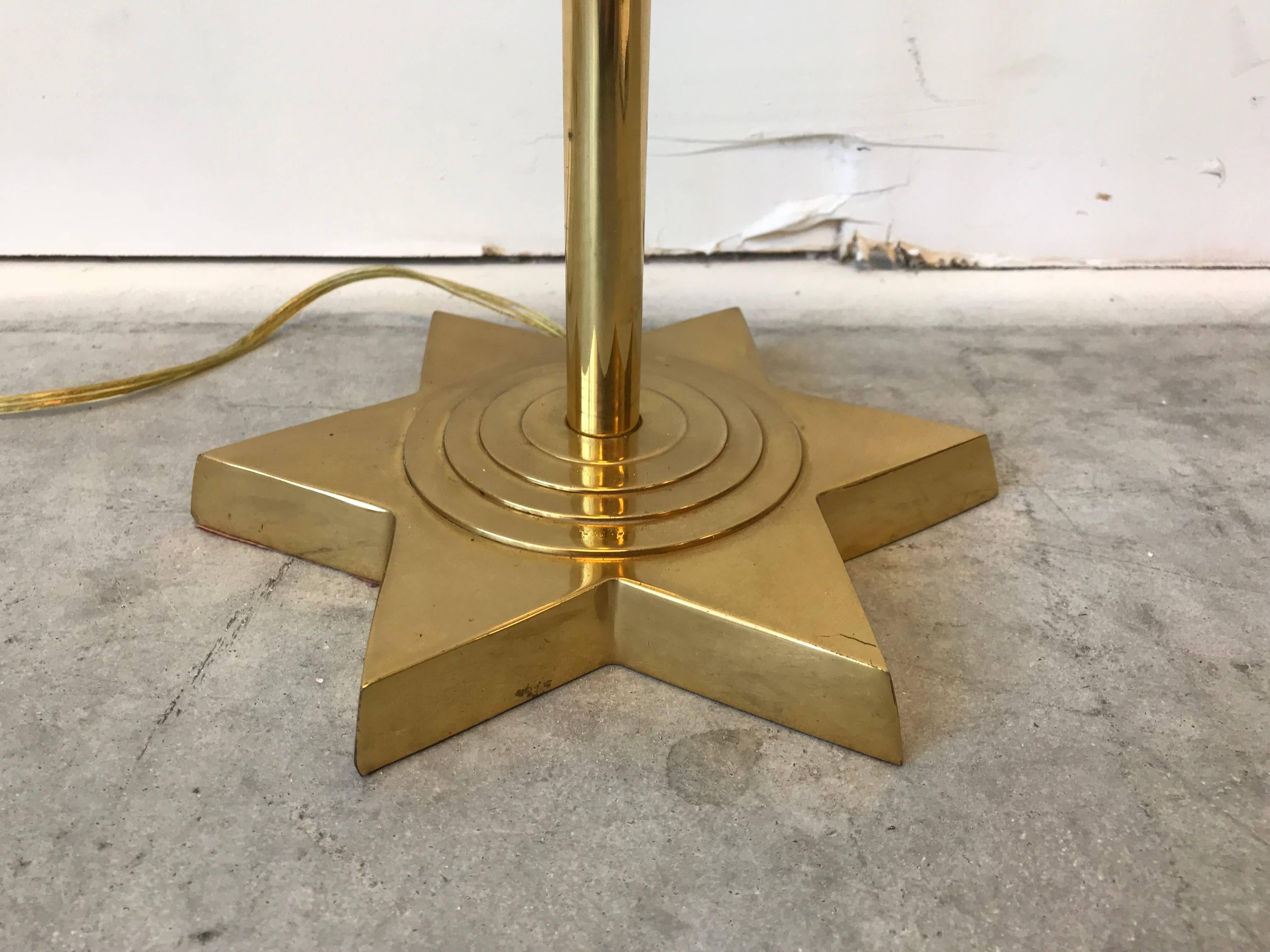 20th Century 1970s Italian Brass Star Lamp with Crescent Moon Finial