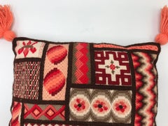 Moroccan Style Needlepoint Pillow with Tassels