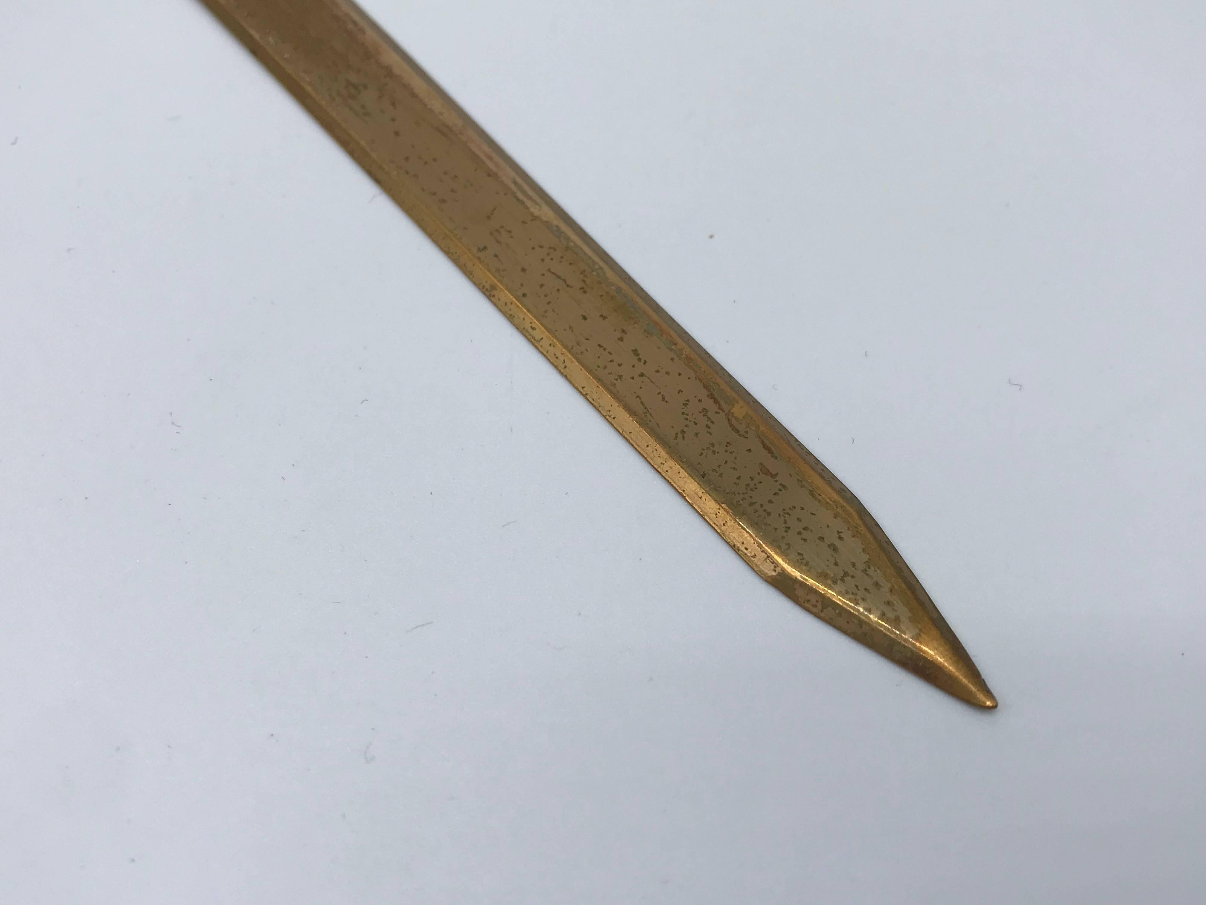 20th Century 1960s Brass and Lucite Letter Opener and Magnifying Glass
