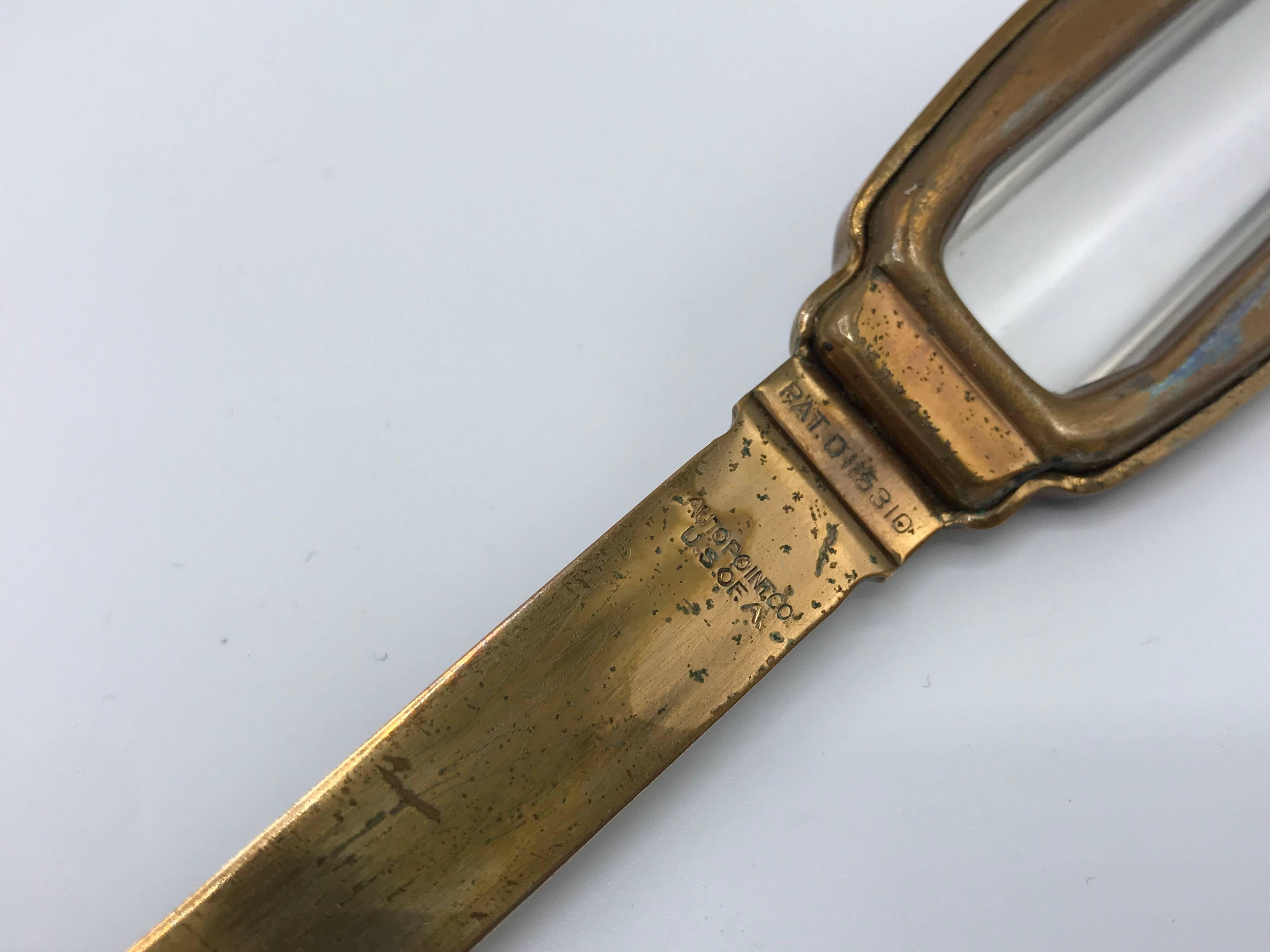 1960s Brass and Lucite Letter Opener and Magnifying Glass 2