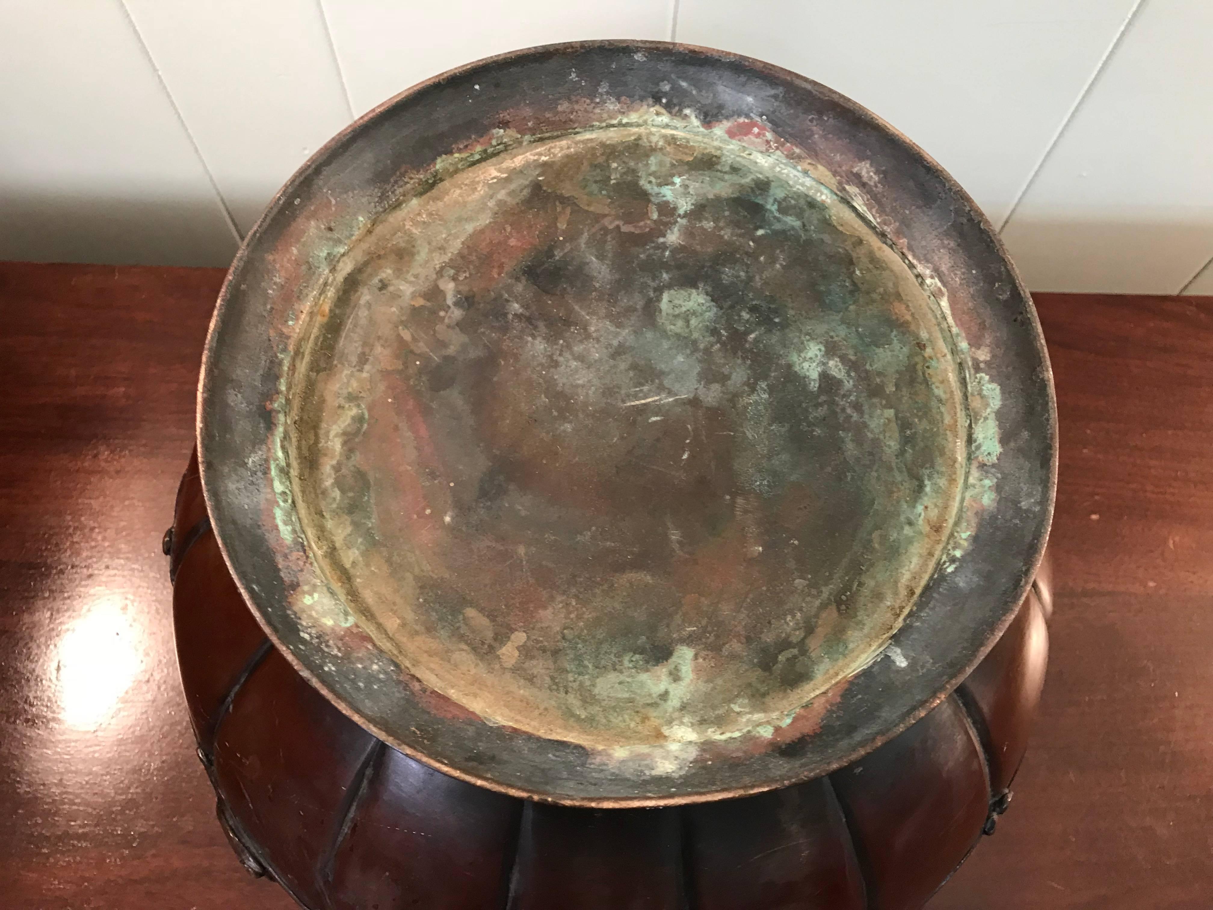 19th Century Meiji Period Bronze Cachepot Planter with a Bird and Tree Motif 4
