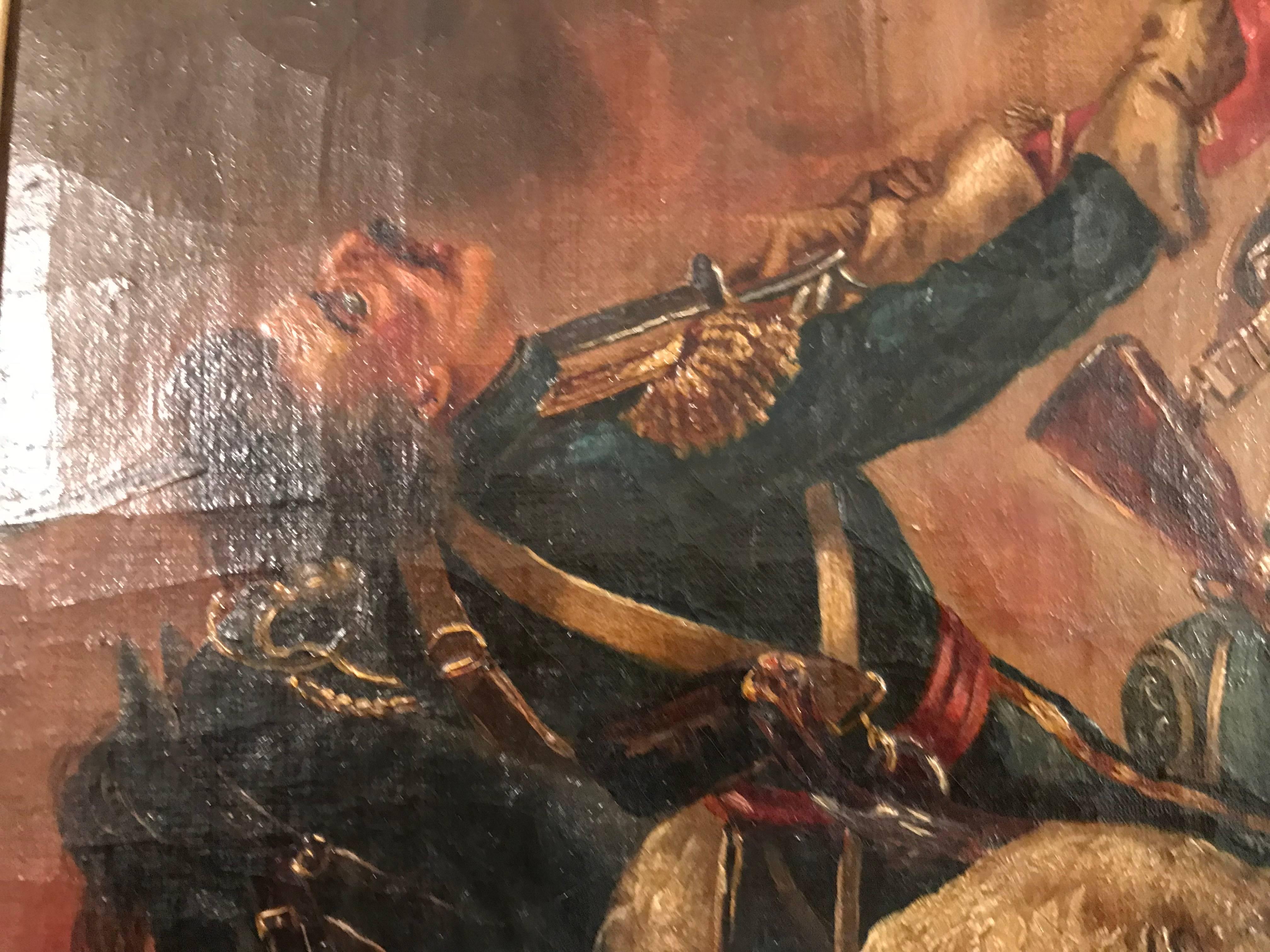 19th Century French Franco-Prussian War Oil Painting, Signed In Good Condition In Richmond, VA