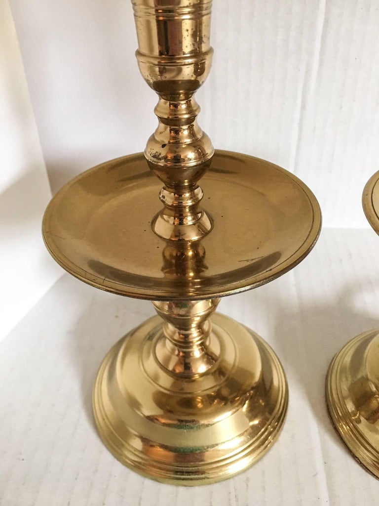 Virginia Metalcrafters Brass Candlestick Accent Lamps, Pair at 1stDibs