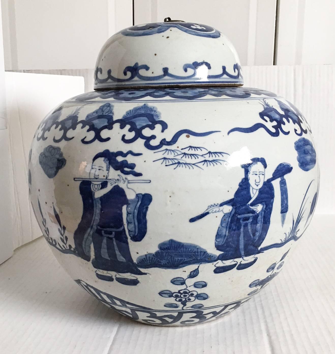 antique blue and white ginger jars