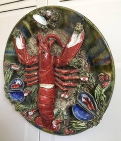 Lobster Crustacean Majolica Pallisy Plaque by Jose a Cunha