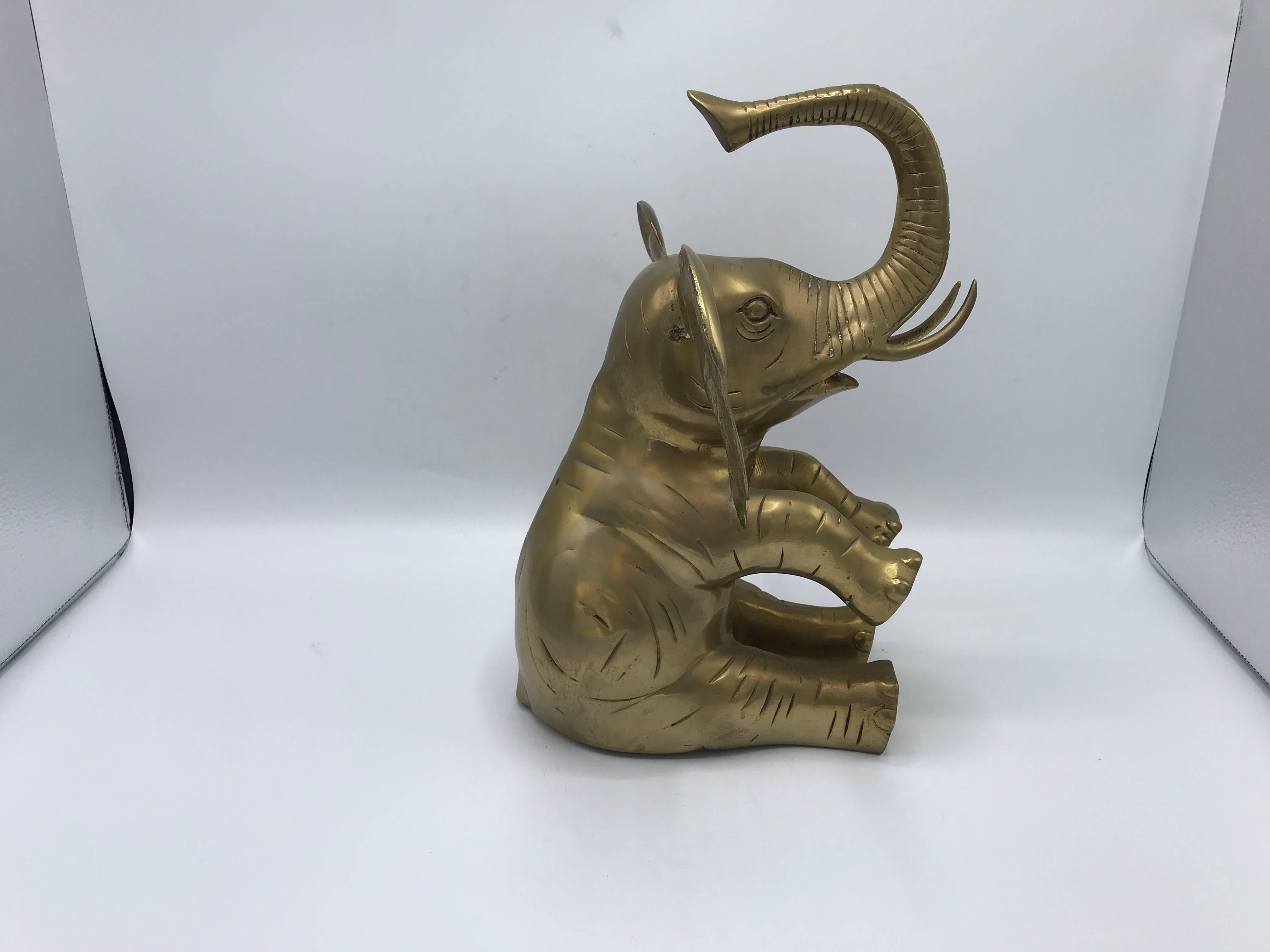 1960s Italian Brass Elephant Sculpture In Good Condition For Sale In Richmond, VA