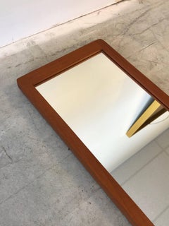 1960s Randers Møbelfabrik Teak Mirror with Green Holmegaard Vase