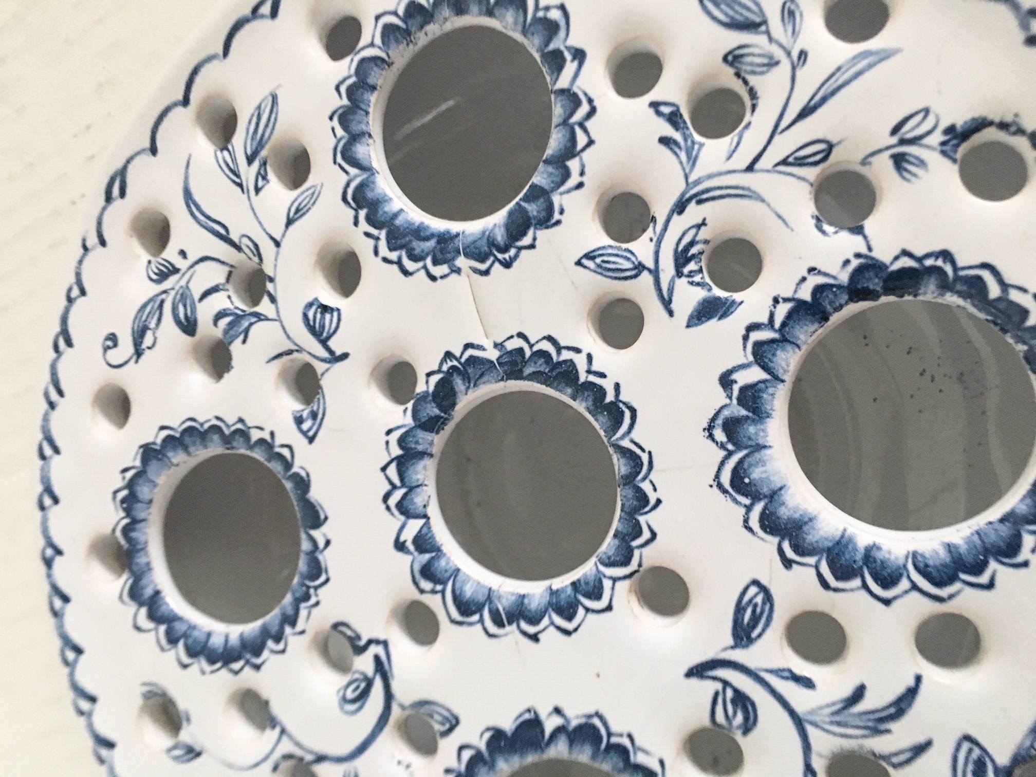 Jacobean Mottahedeh Delft Flower Frog Bowl