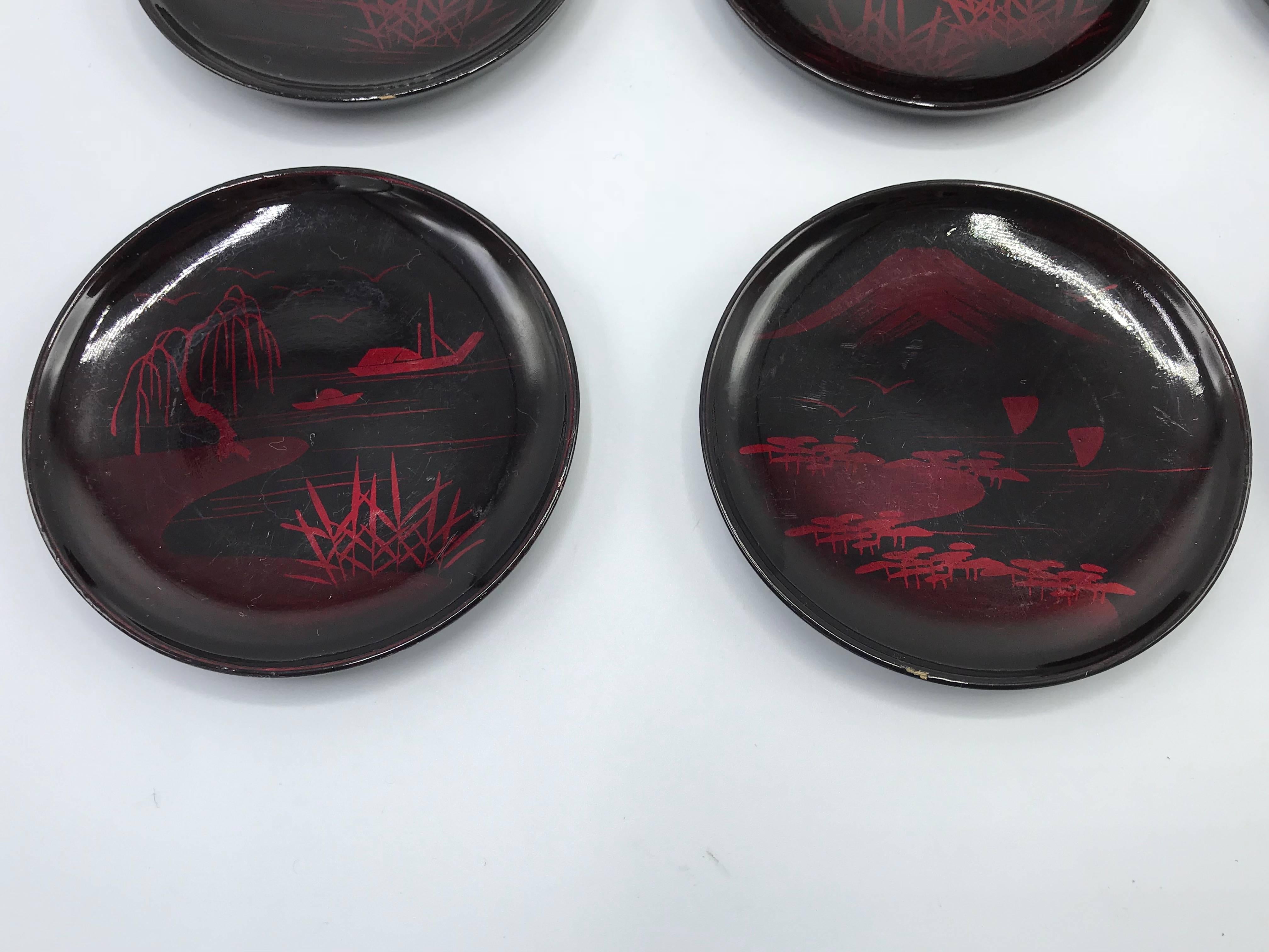 red and black coasters