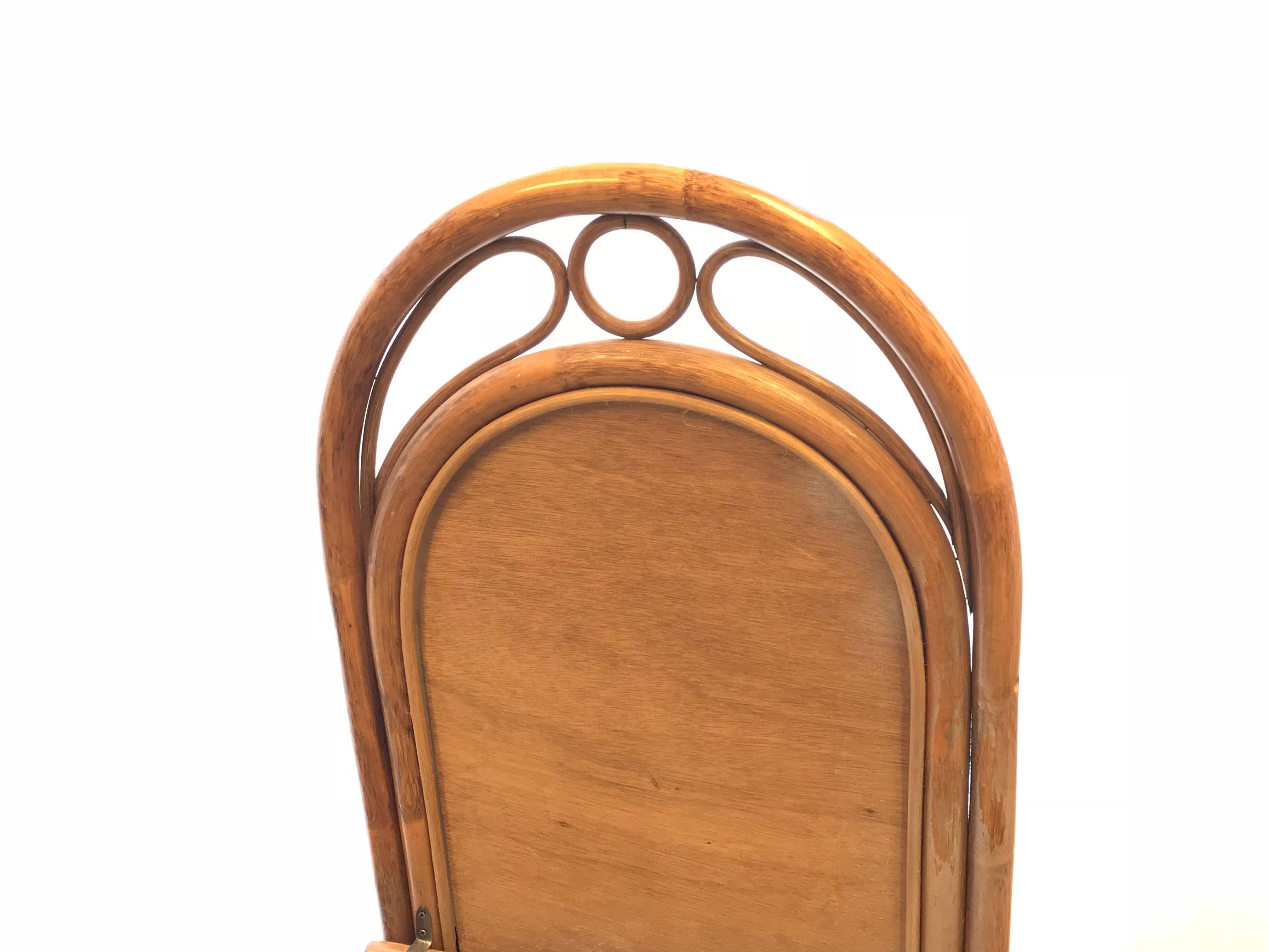 Chinoiserie 1970s Bamboo and Rattan Floor Mirror
