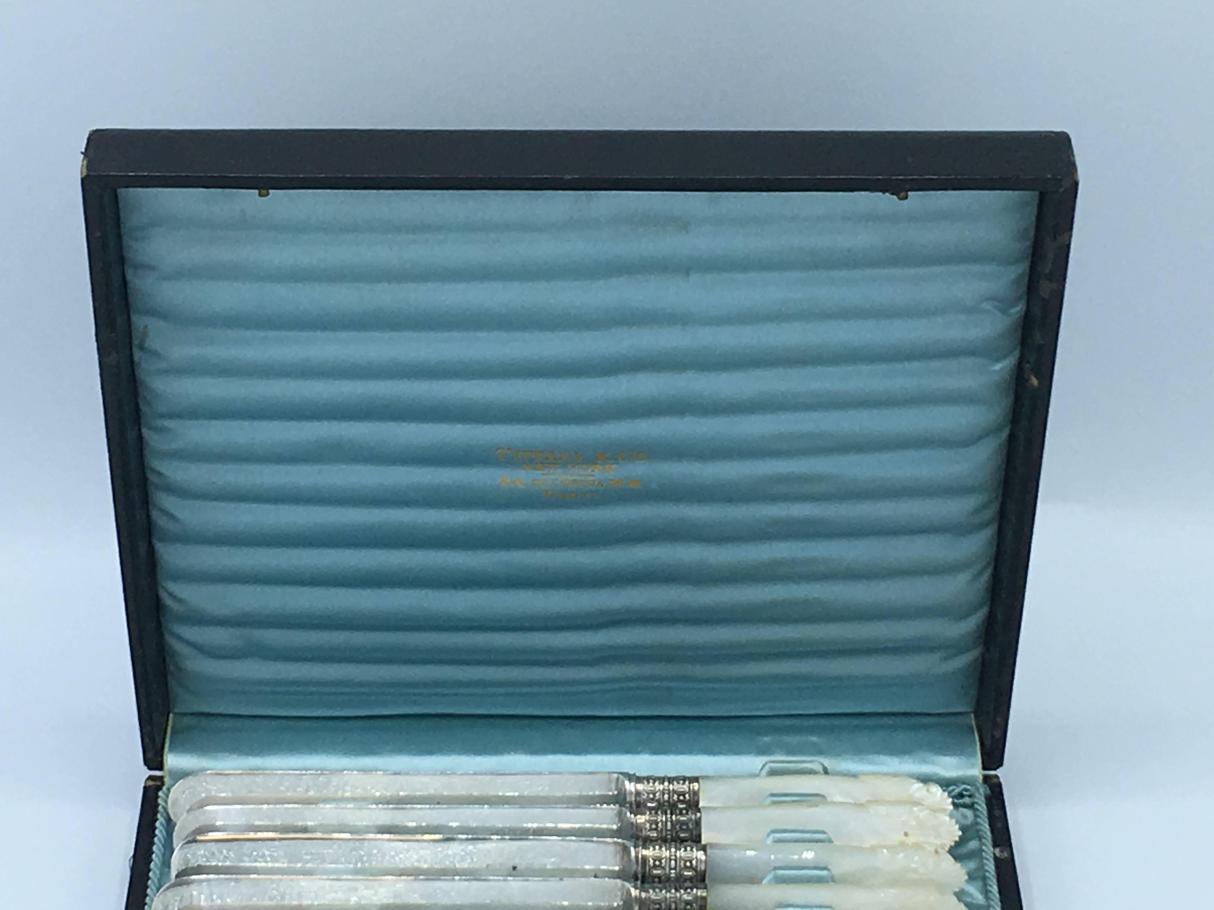 American 19th Century Tiffany & Co. Sterling Silver and Mother-of-Pearl Knives, Set of 12
