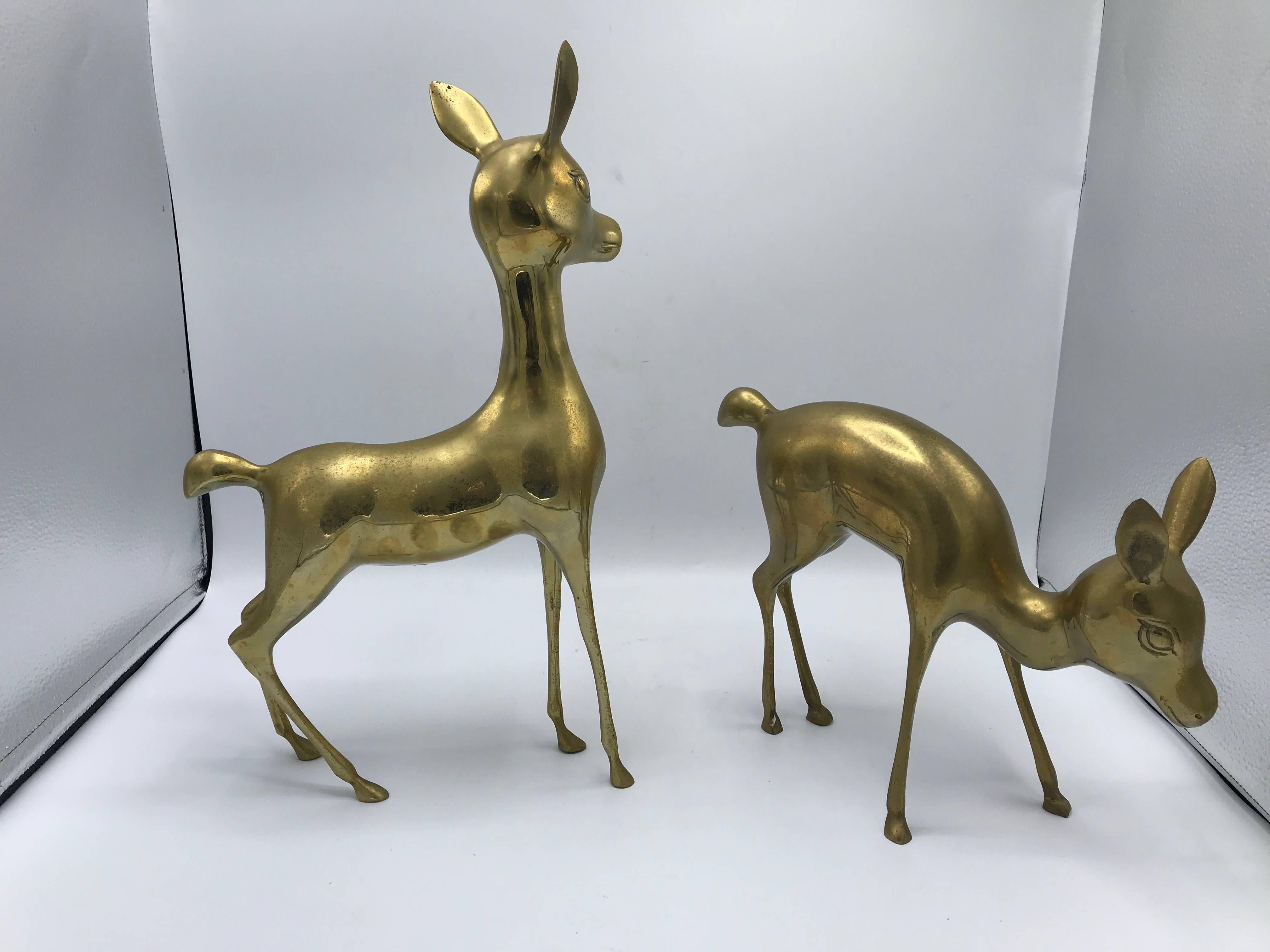 20th Century 1960s Modern Brass Deer Sculpture, Pair