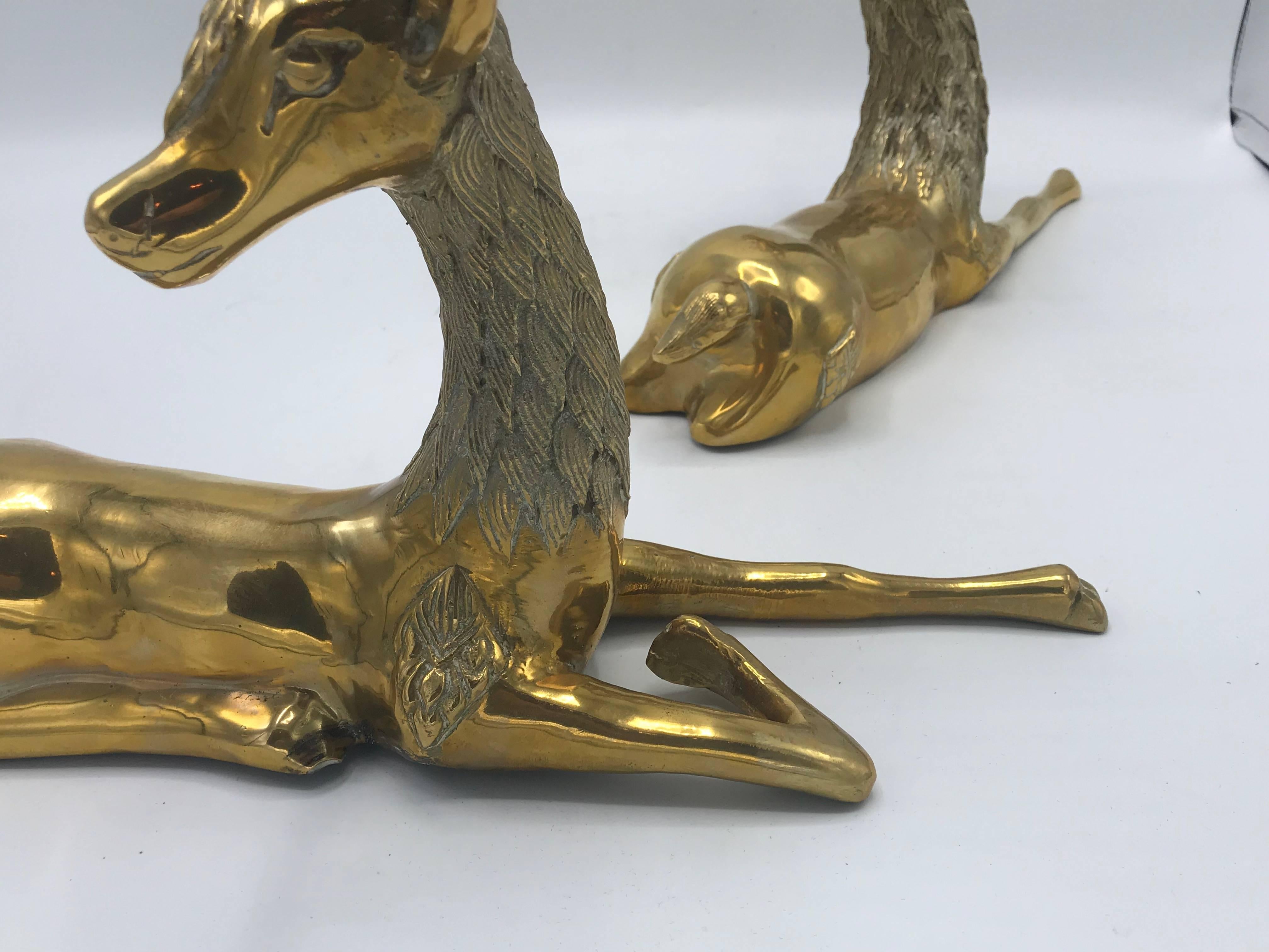 20th Century 1970s Sarreid Ltd. Brass Deer Sculptures, Pair