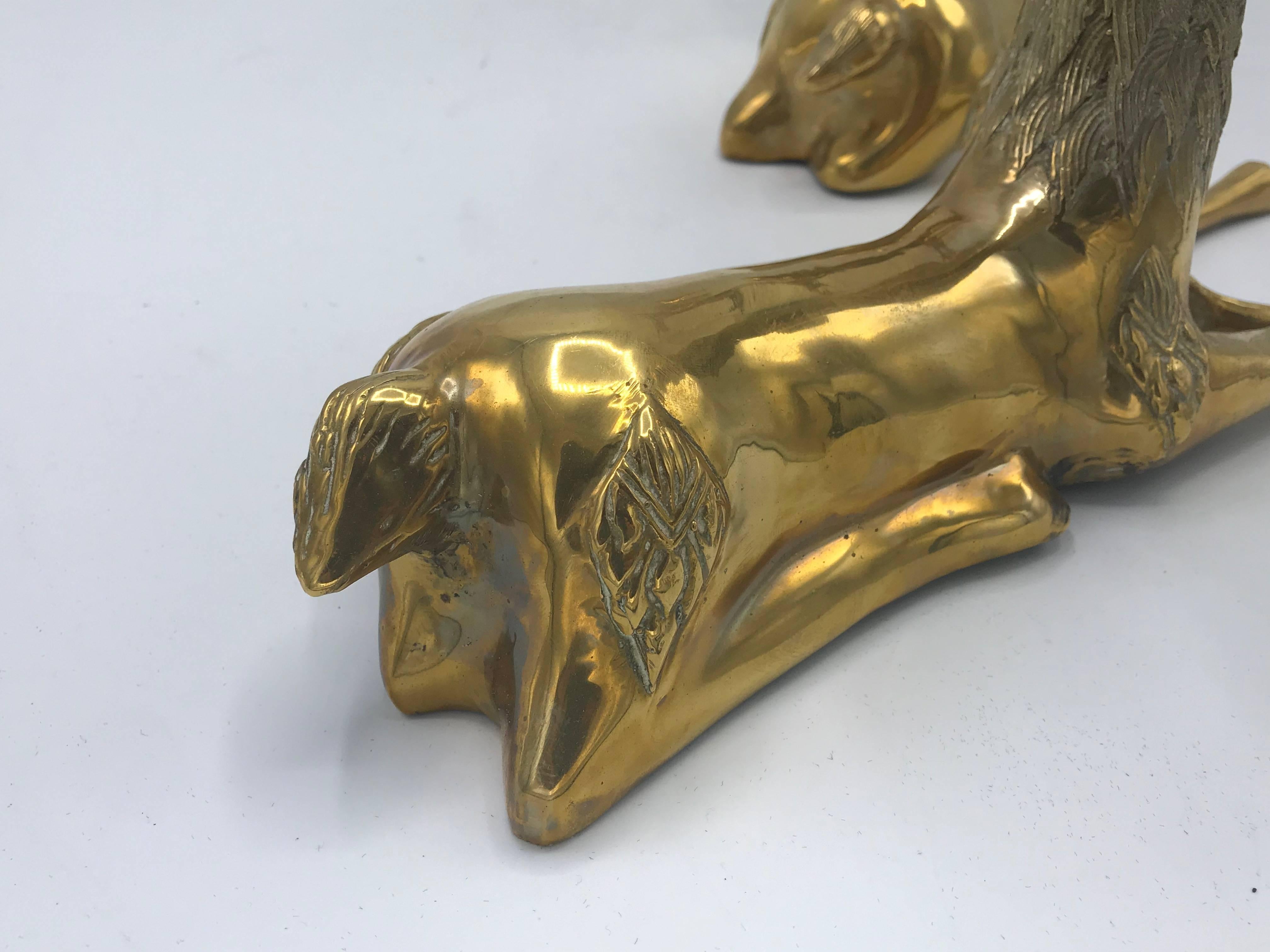 1970s Sarreid Ltd. Brass Deer Sculptures, Pair 1