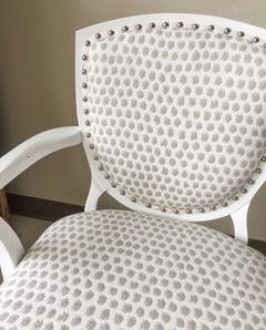 Vintage Shield Back Armchairs with New Scalamandre Fabric, Pair