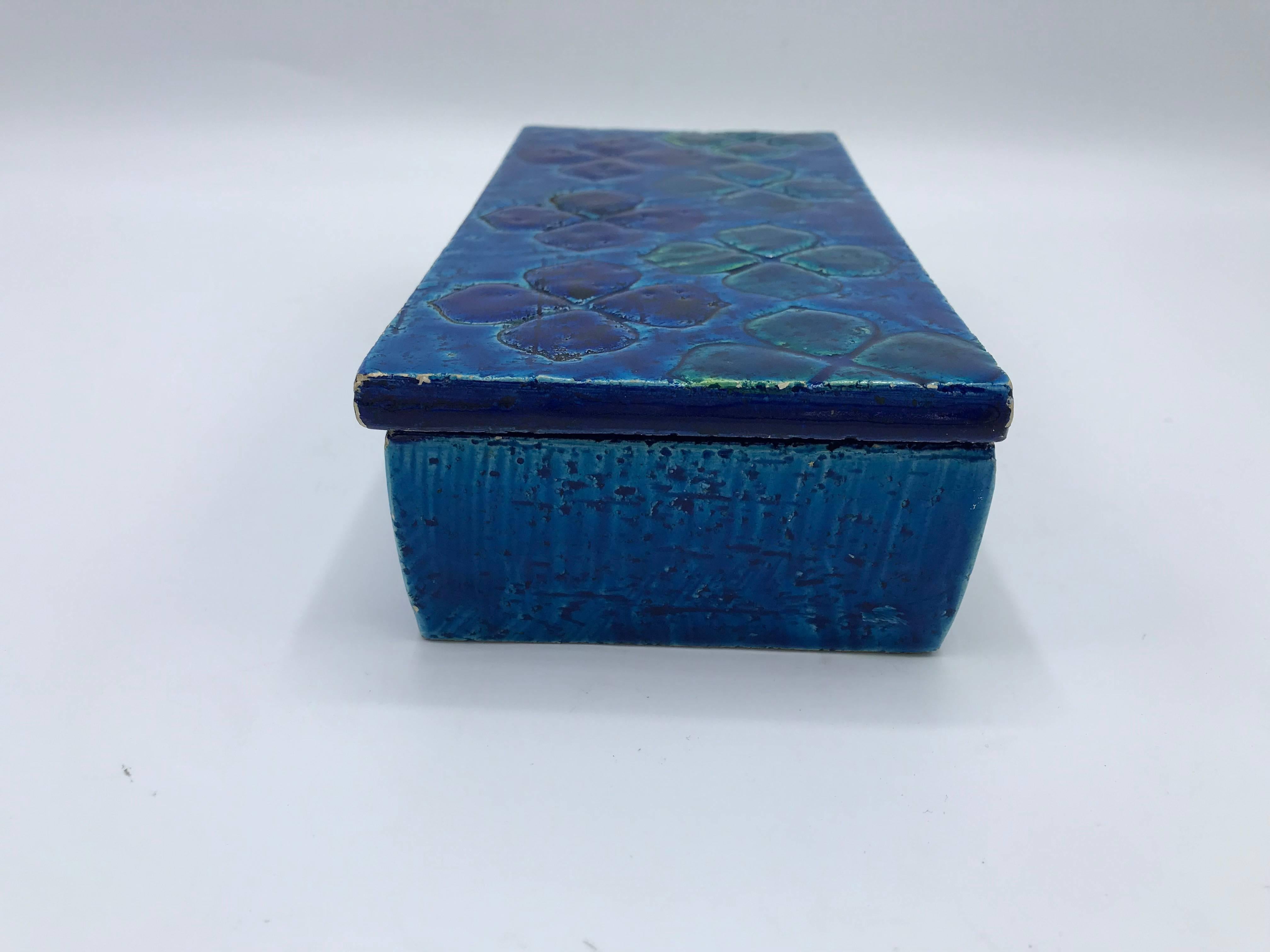 Italian Aldo Londi Bitossi Blue Clover Motif Box, Sample #10/20
