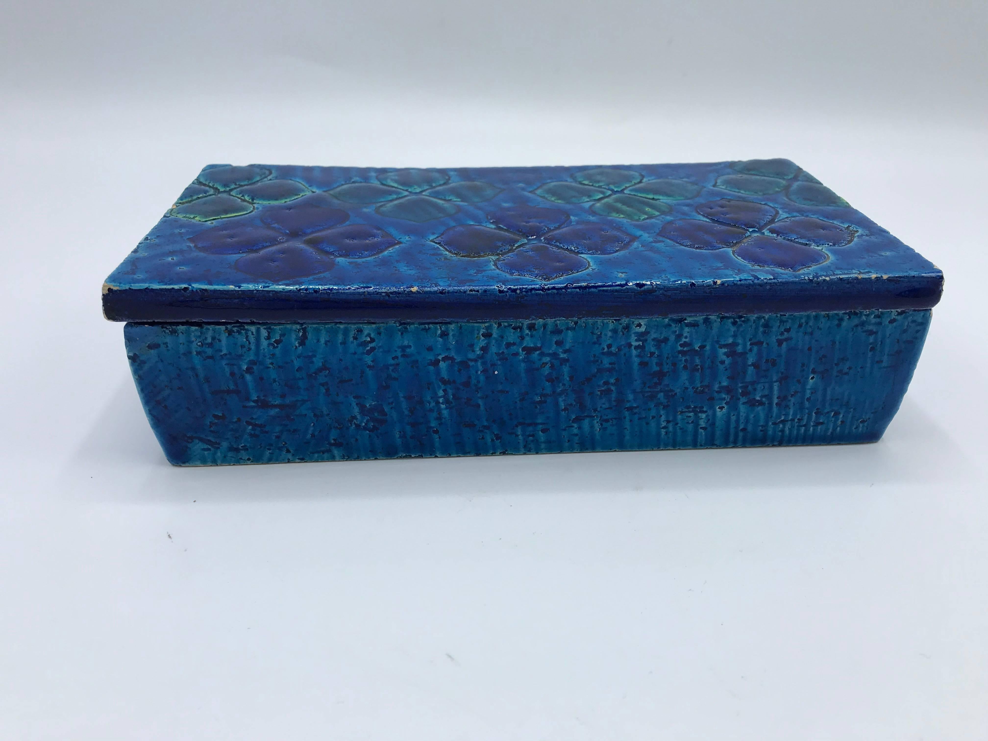 Glazed Aldo Londi Bitossi Blue Clover Motif Box, Sample #10/20