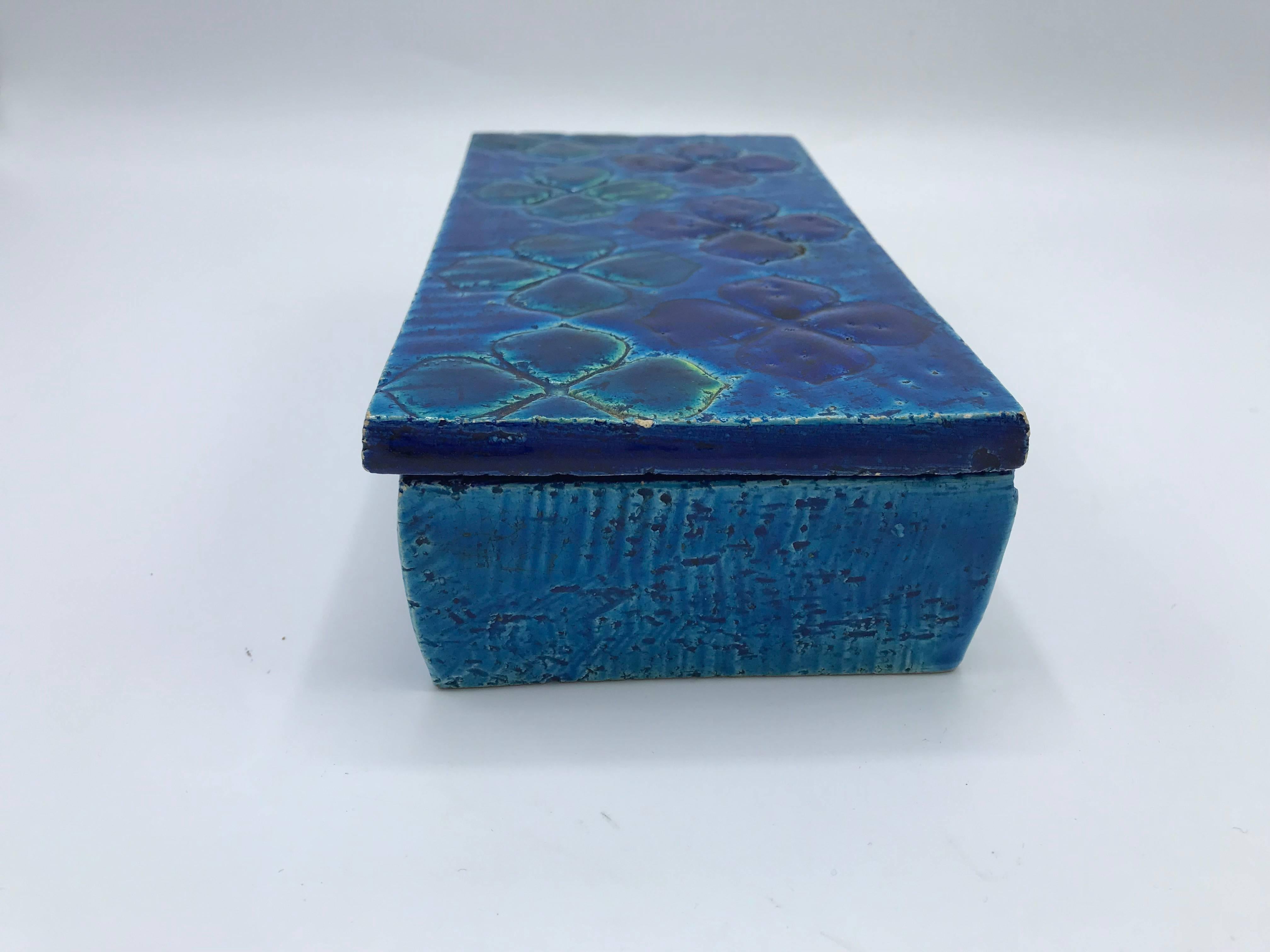 Aldo Londi Bitossi Blue Clover Motif Box, Sample #10/20 In Good Condition In Richmond, VA