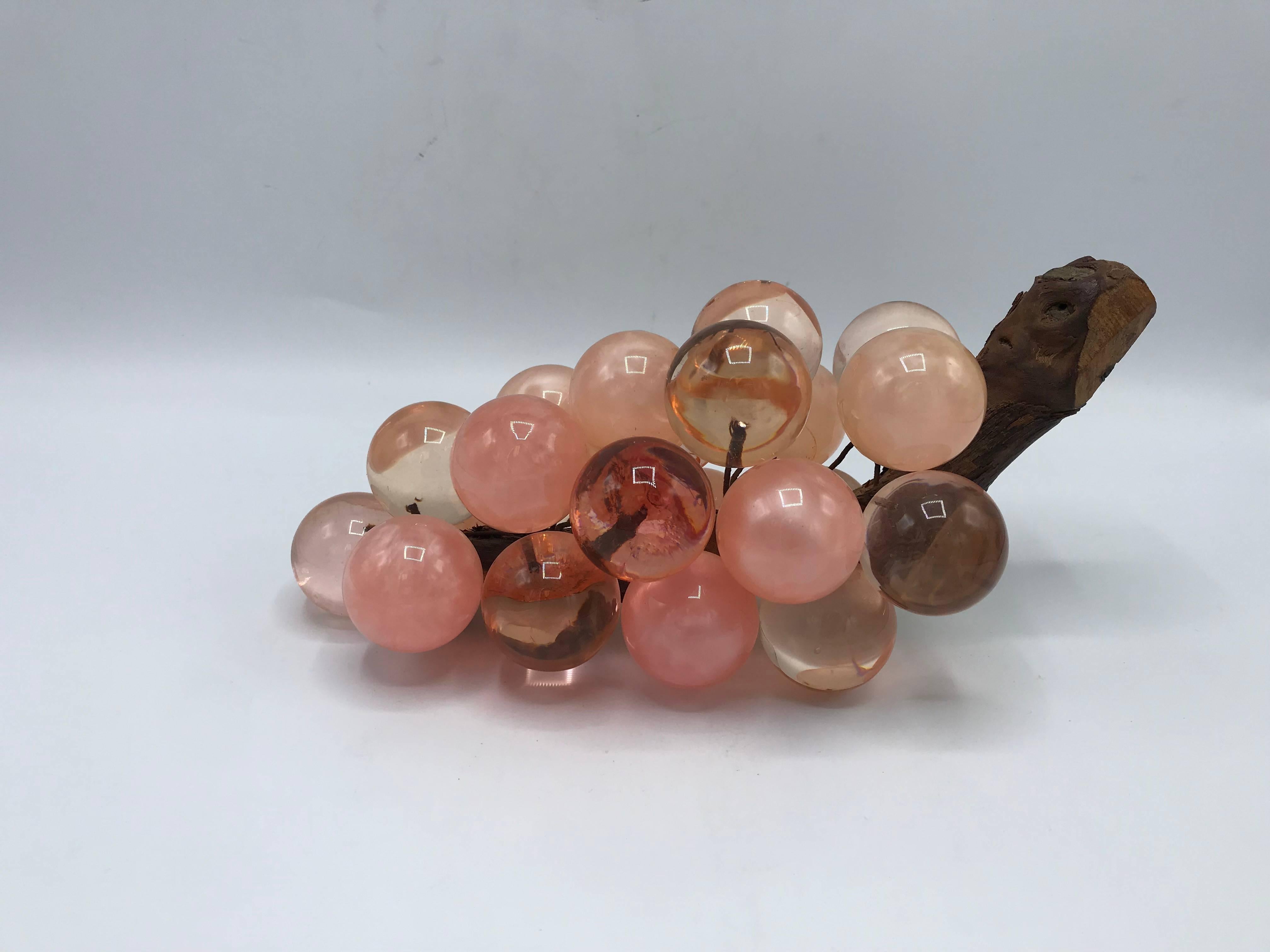 1960s Italian Pink Lucite Grape Sculpture In Excellent Condition In Richmond, VA