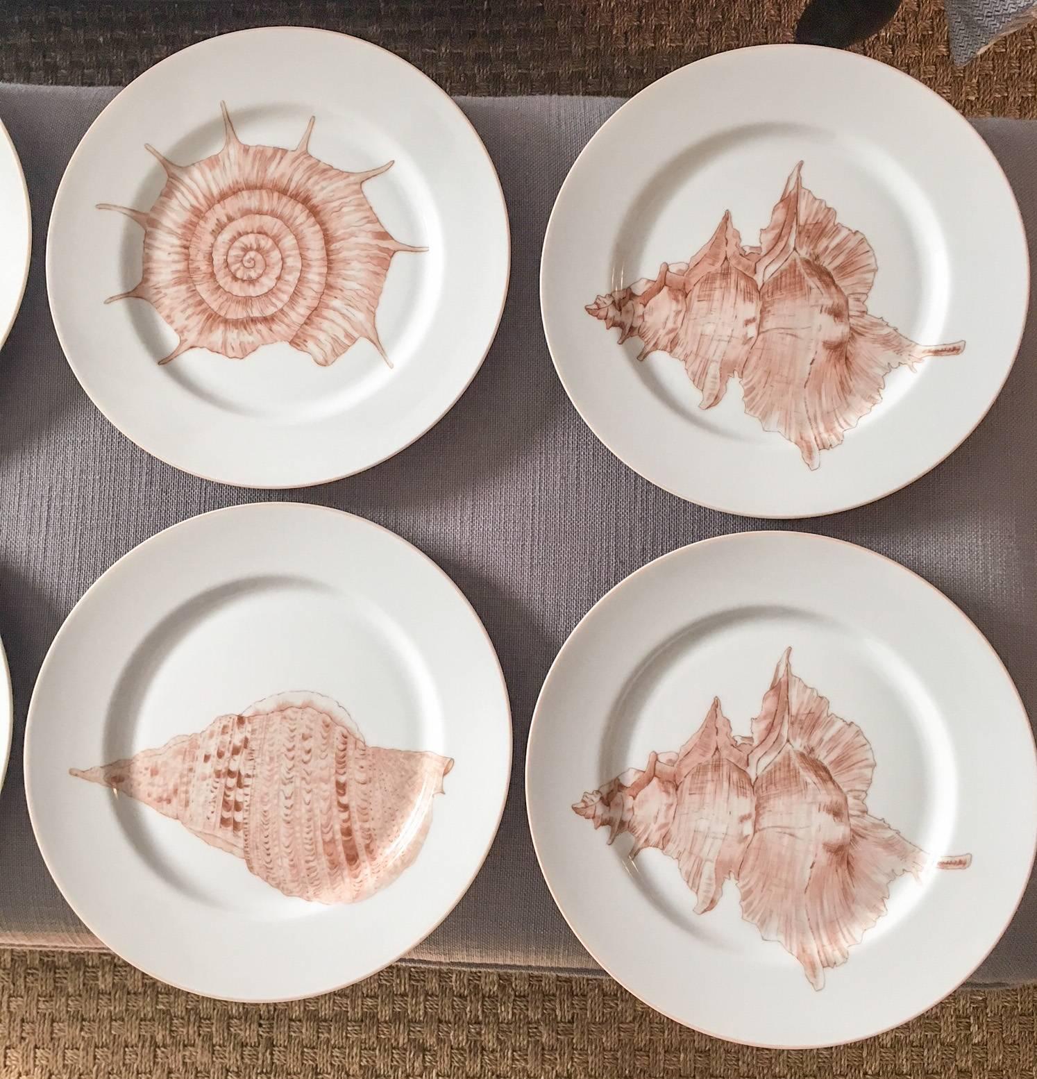 Japanese 1976 Fitz and Floyd Coquille Dinner Plates, Set of Eight