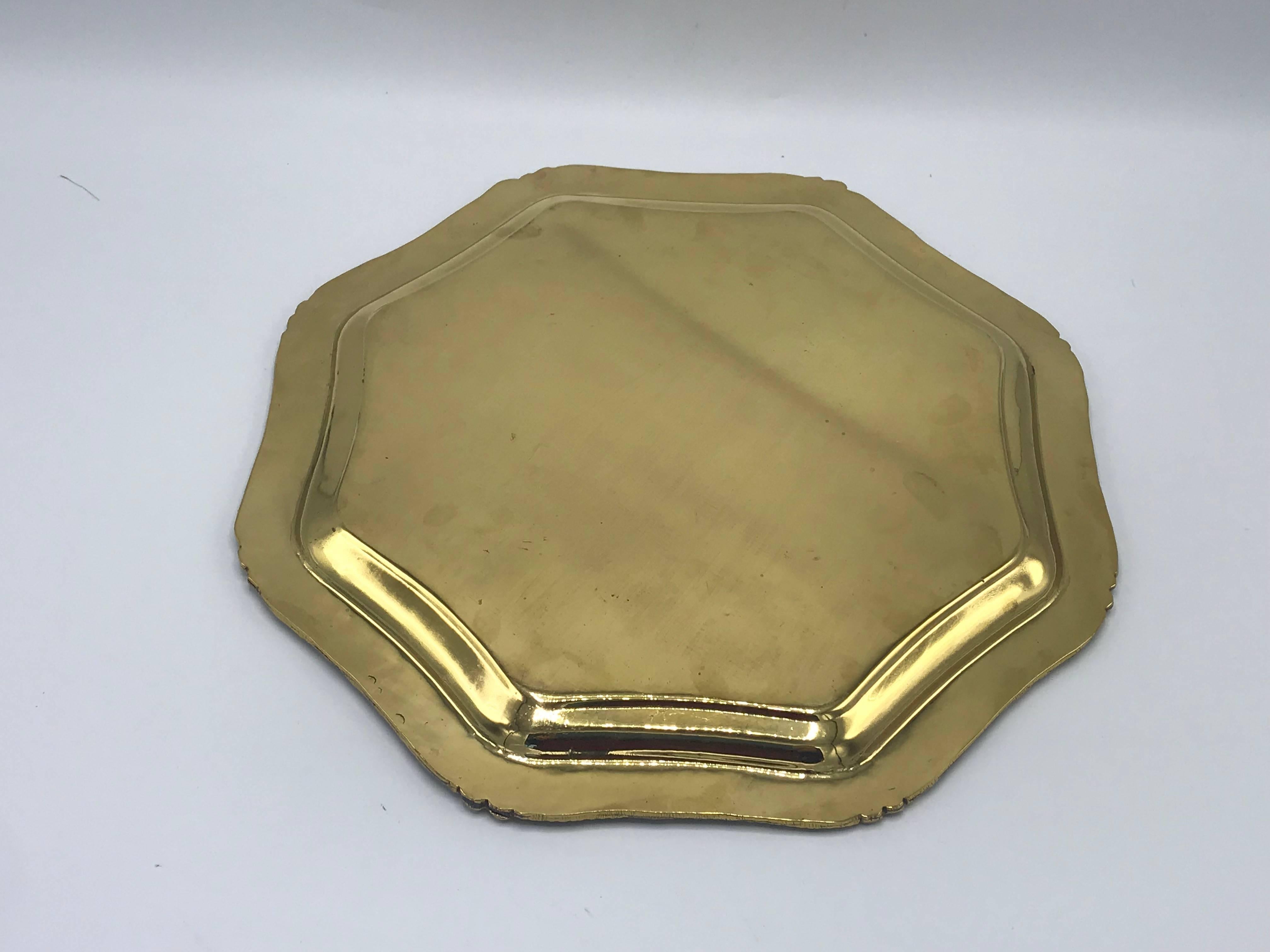1960s Italian Brass Tray with Rope Detail 1