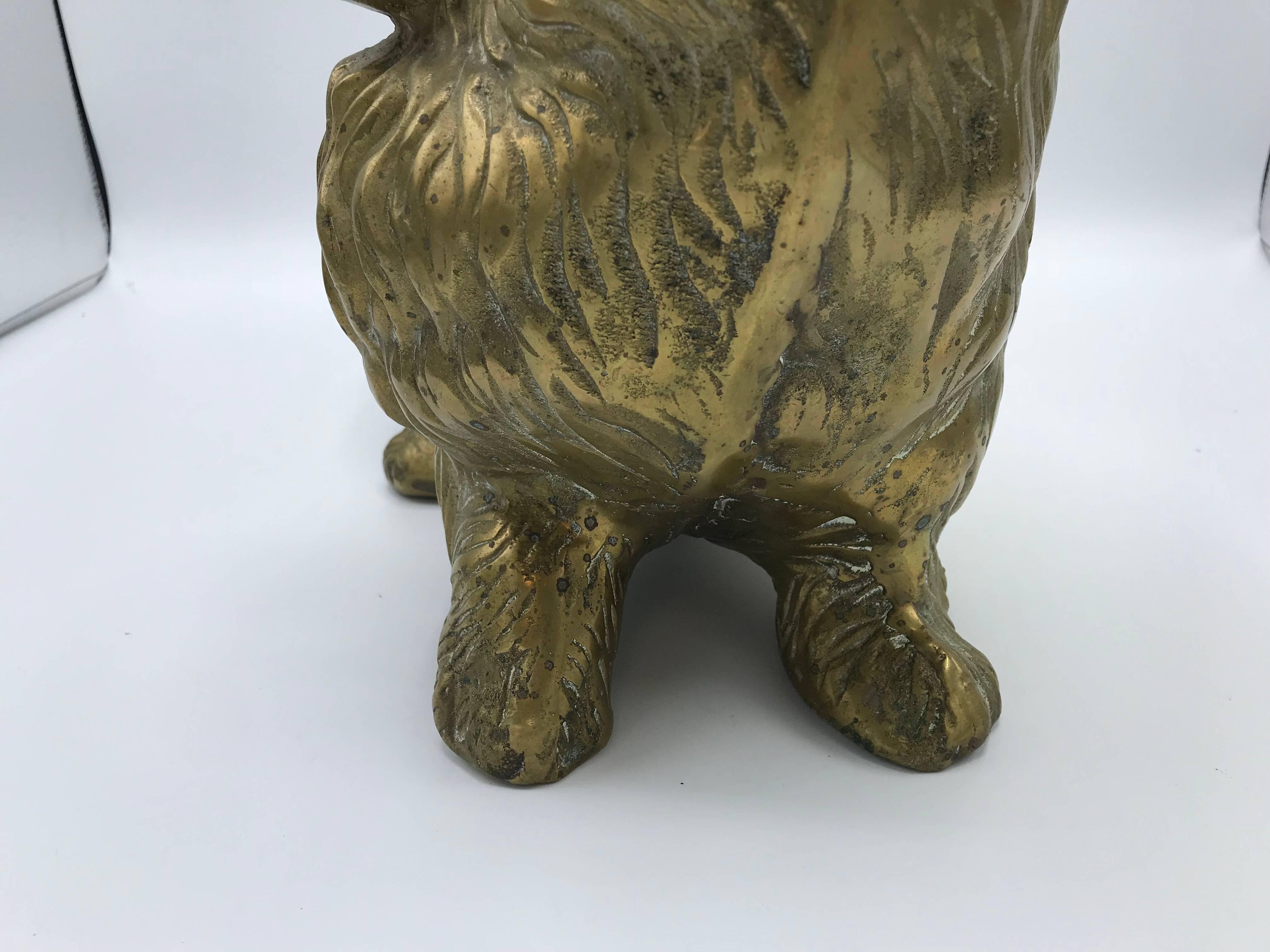 20th Century Brass Pomeranian Dog Sculpture