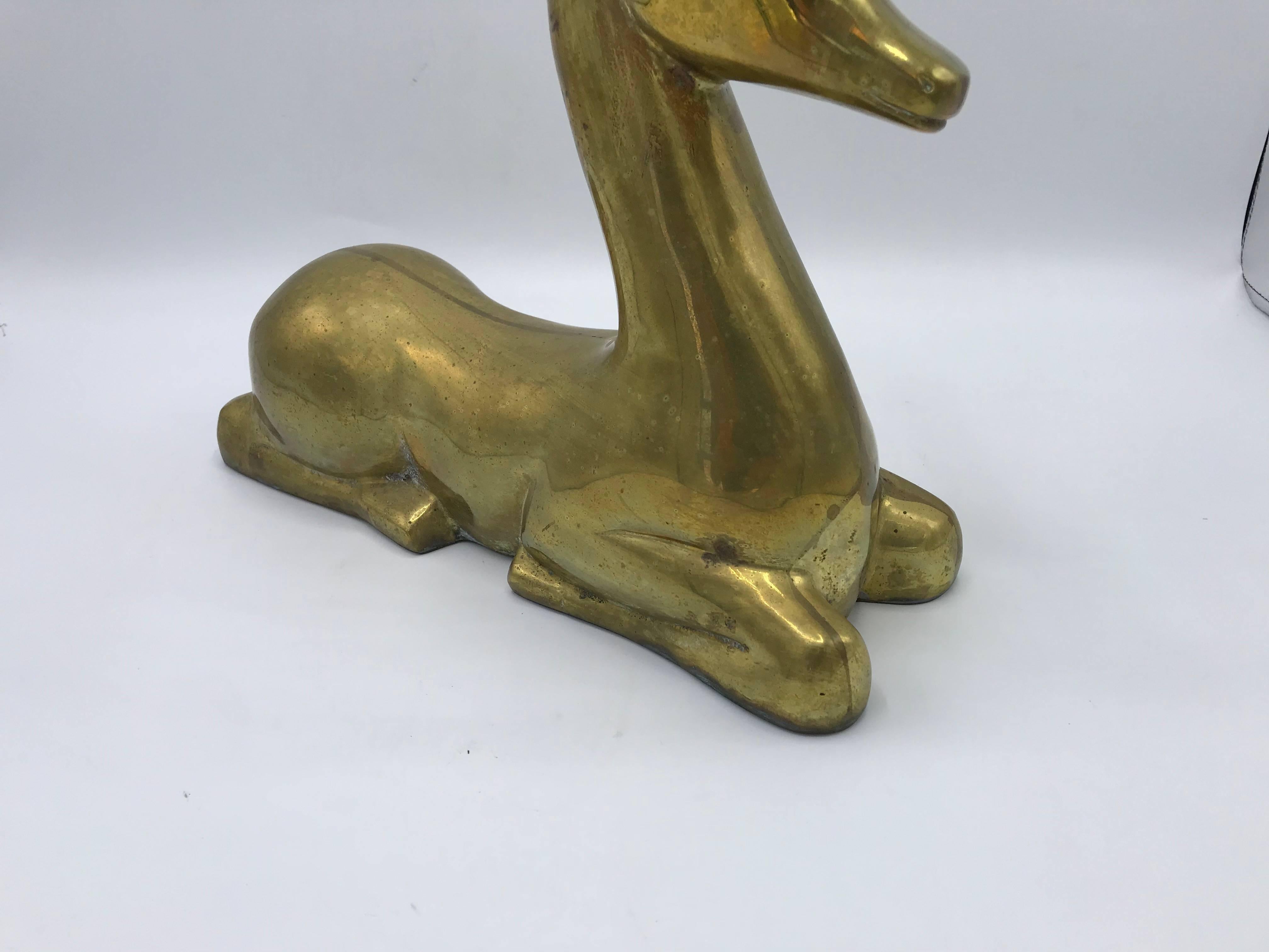 20th Century 1960s Italian Sarreid Ltd. Brass Gazelle Modern Sculpture