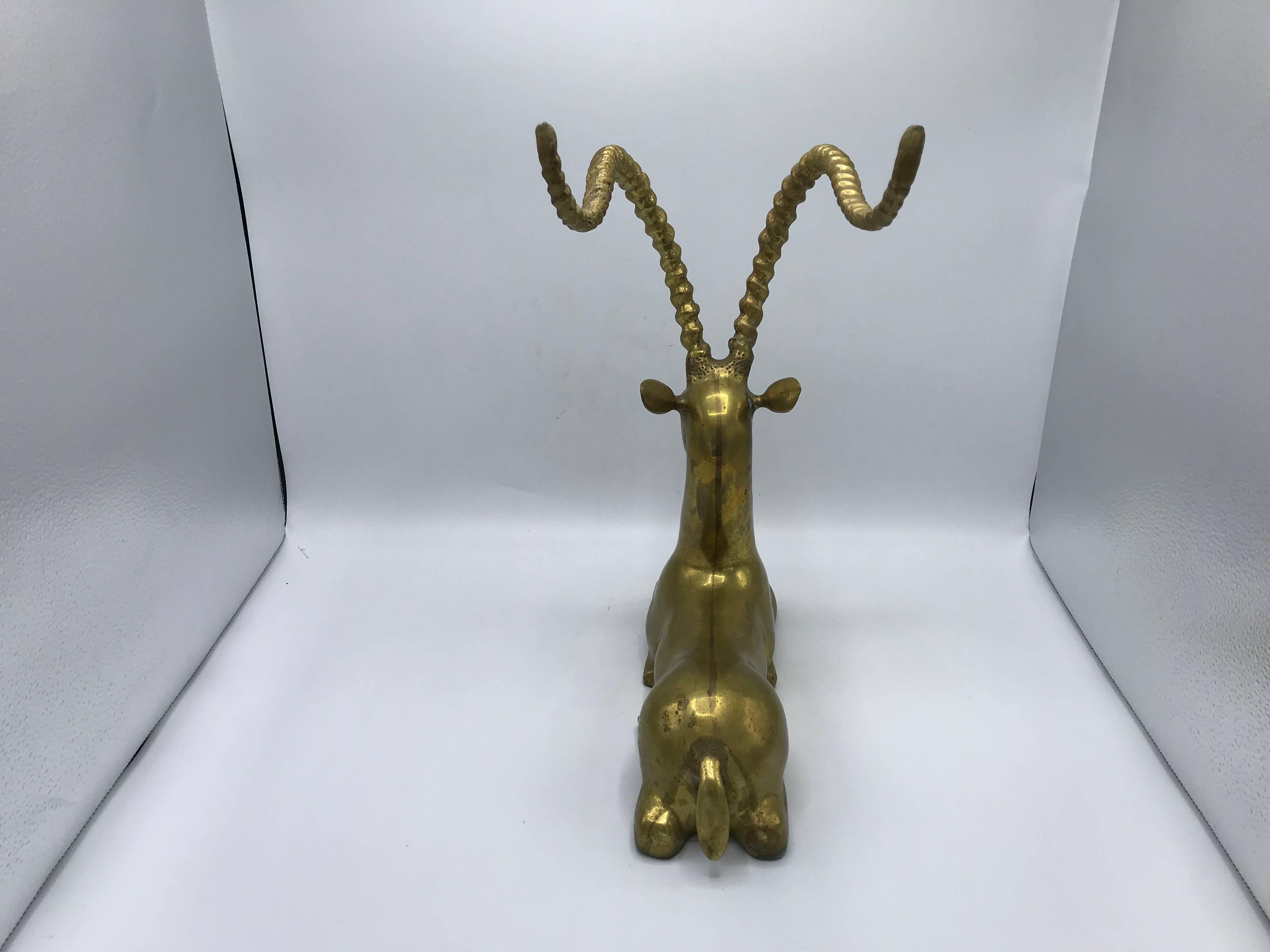 1960s Italian Sarreid Ltd. Brass Gazelle Modern Sculpture 2