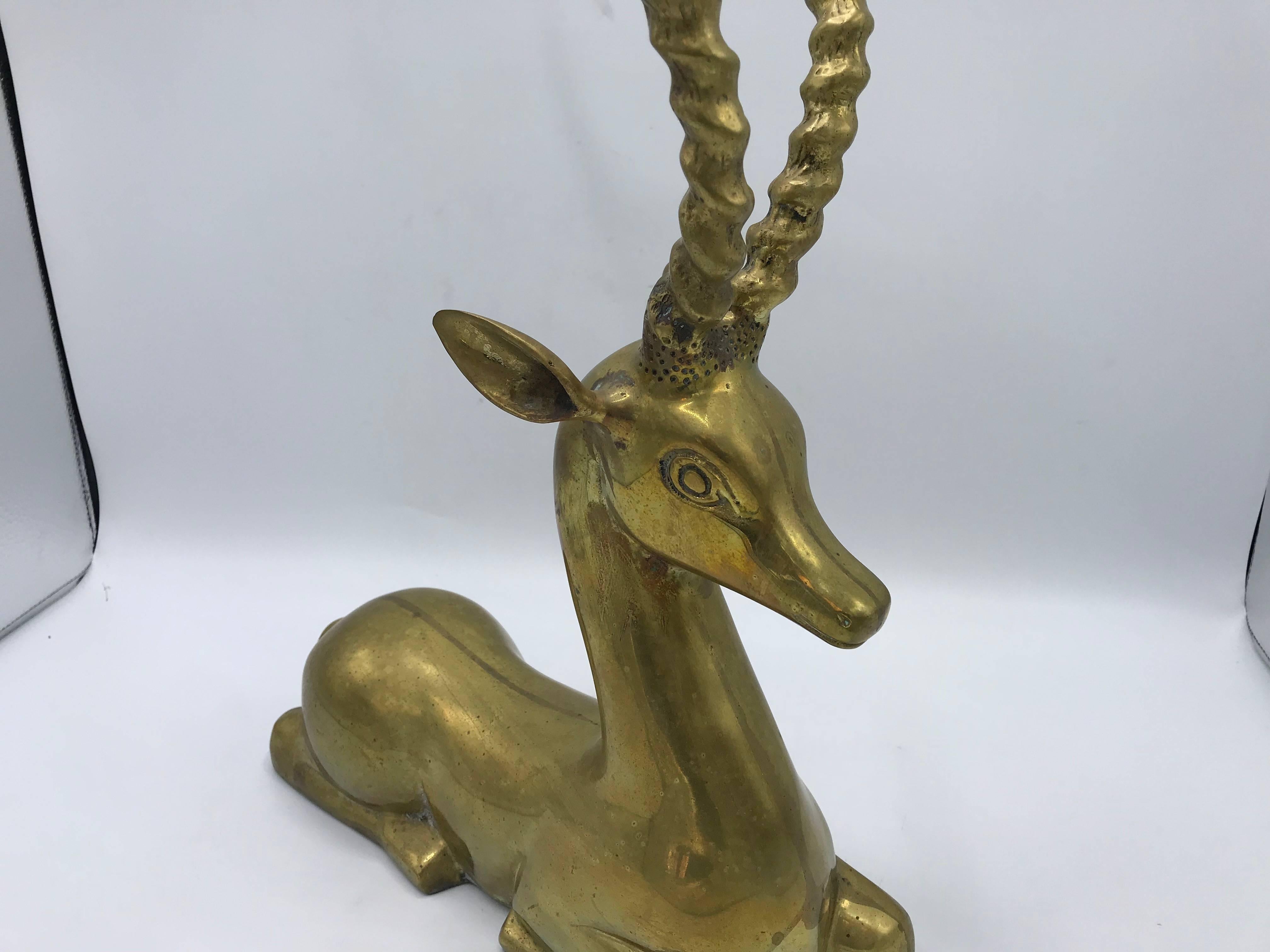 1960s Italian Sarreid Ltd. Brass Gazelle Modern Sculpture In Good Condition In Richmond, VA