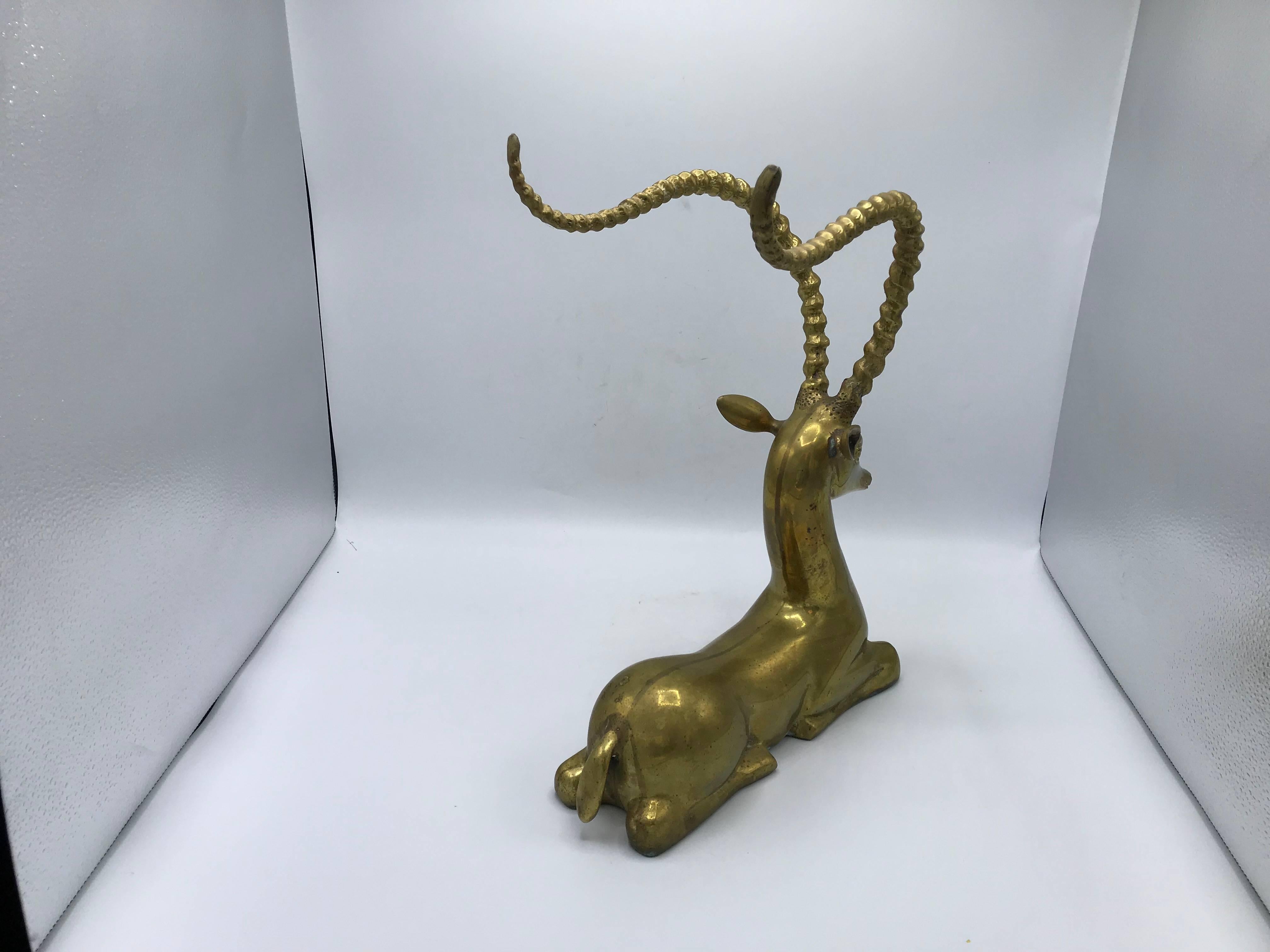 1960s Italian Sarreid Ltd. Brass Gazelle Modern Sculpture 1