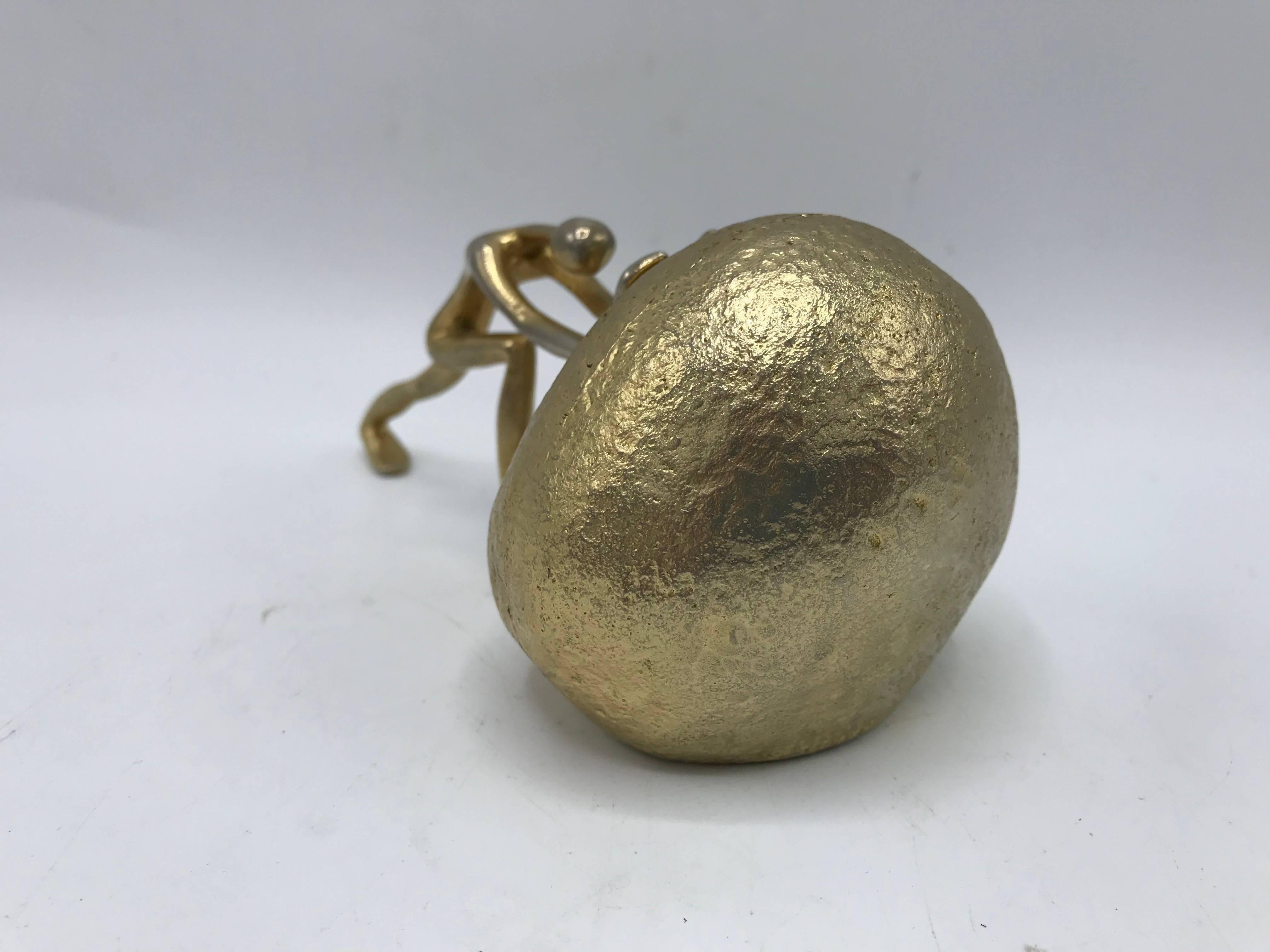 20th Century 1970s Ted Arnold Gold Sisyphus Sculpture Paperweight