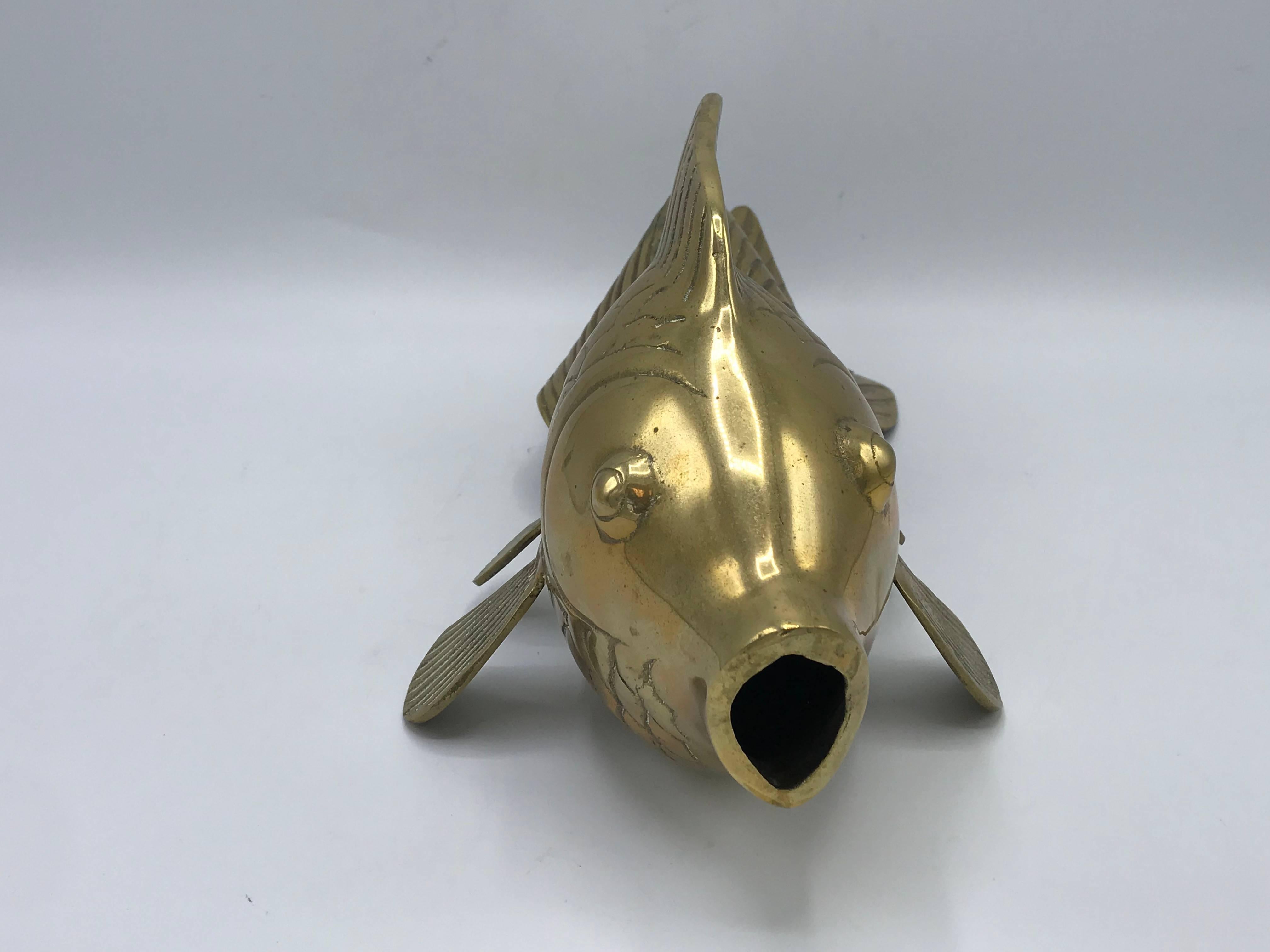 20th Century 1970s Modern Large Brass Koi Fish Sculpture