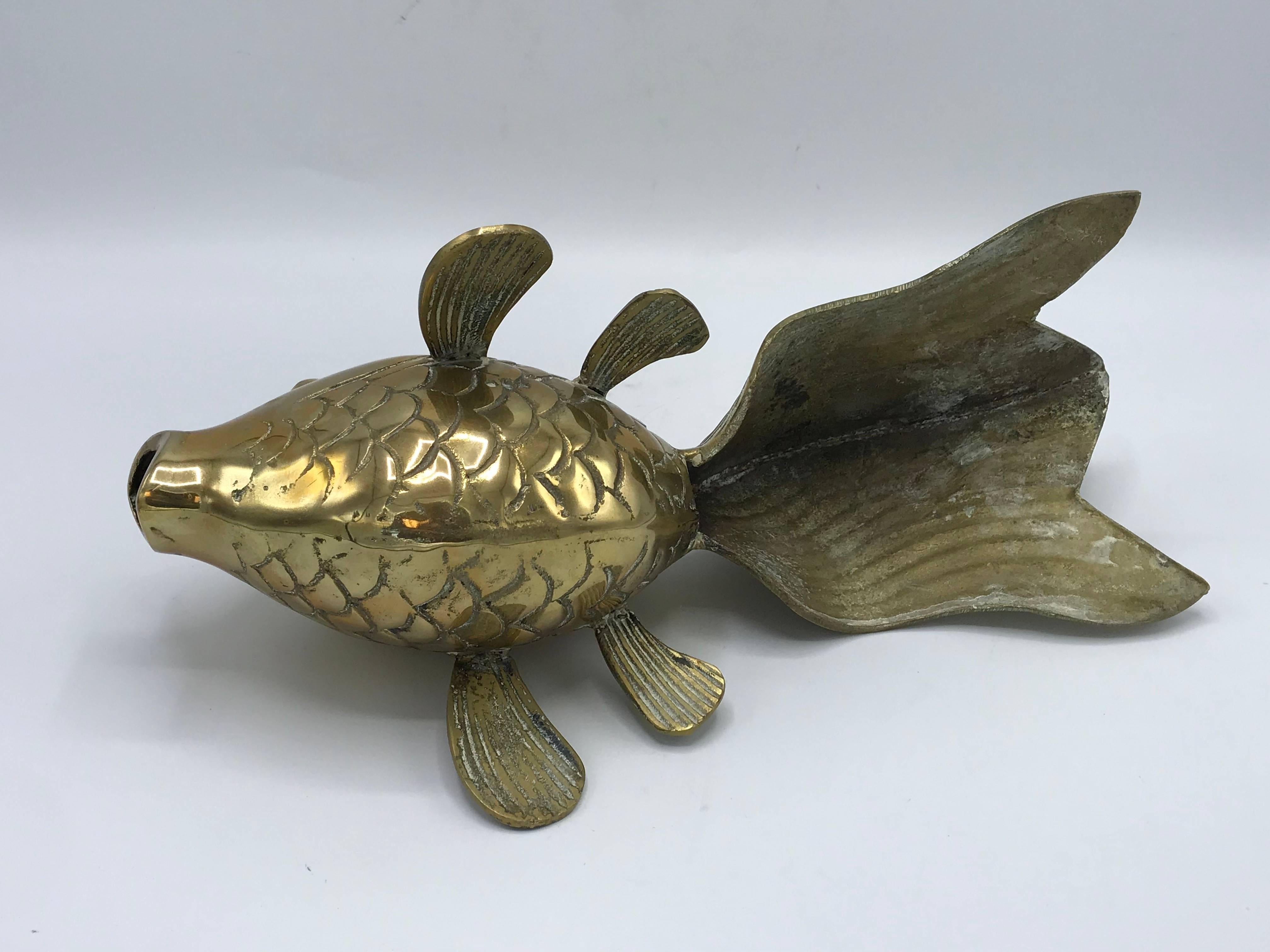 1970s Modern Large Brass Koi Fish Sculpture 2