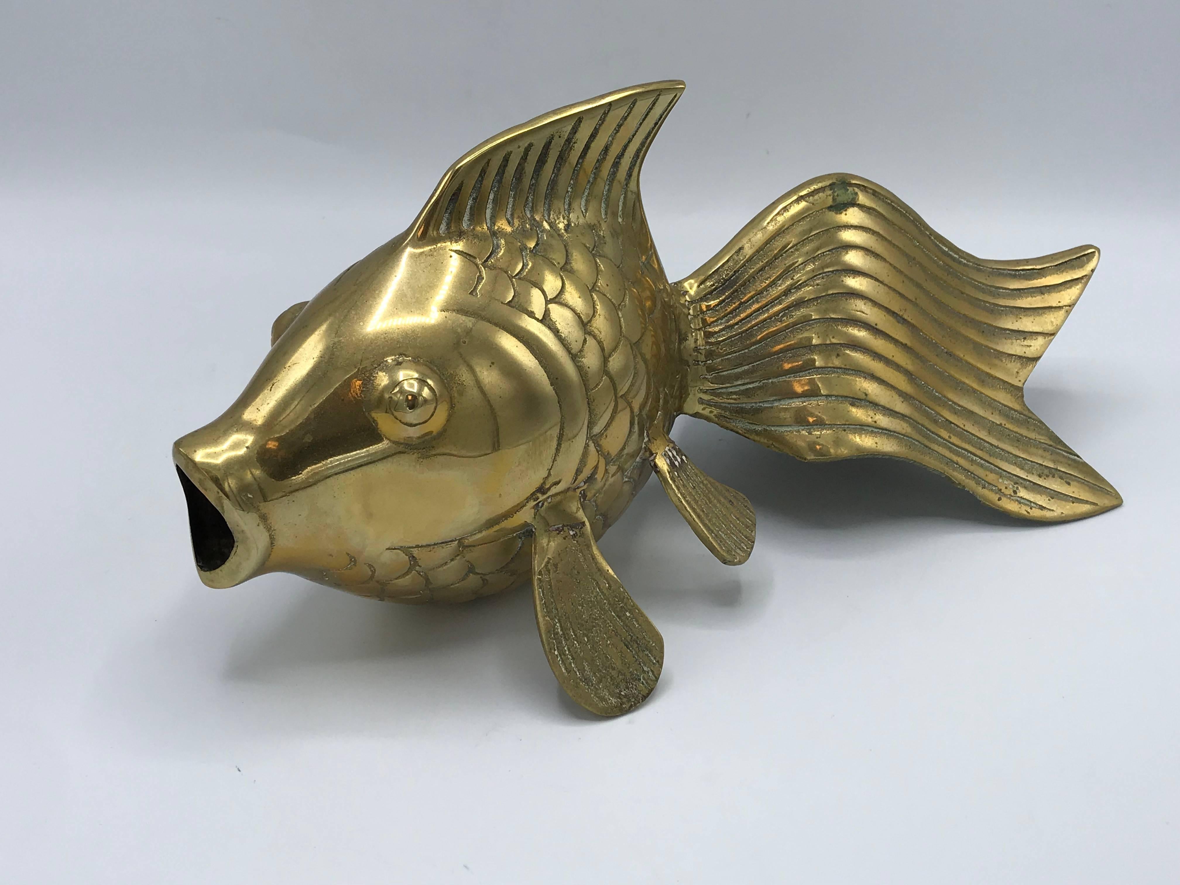 1970s Modern Large Brass Koi Fish Sculpture 1