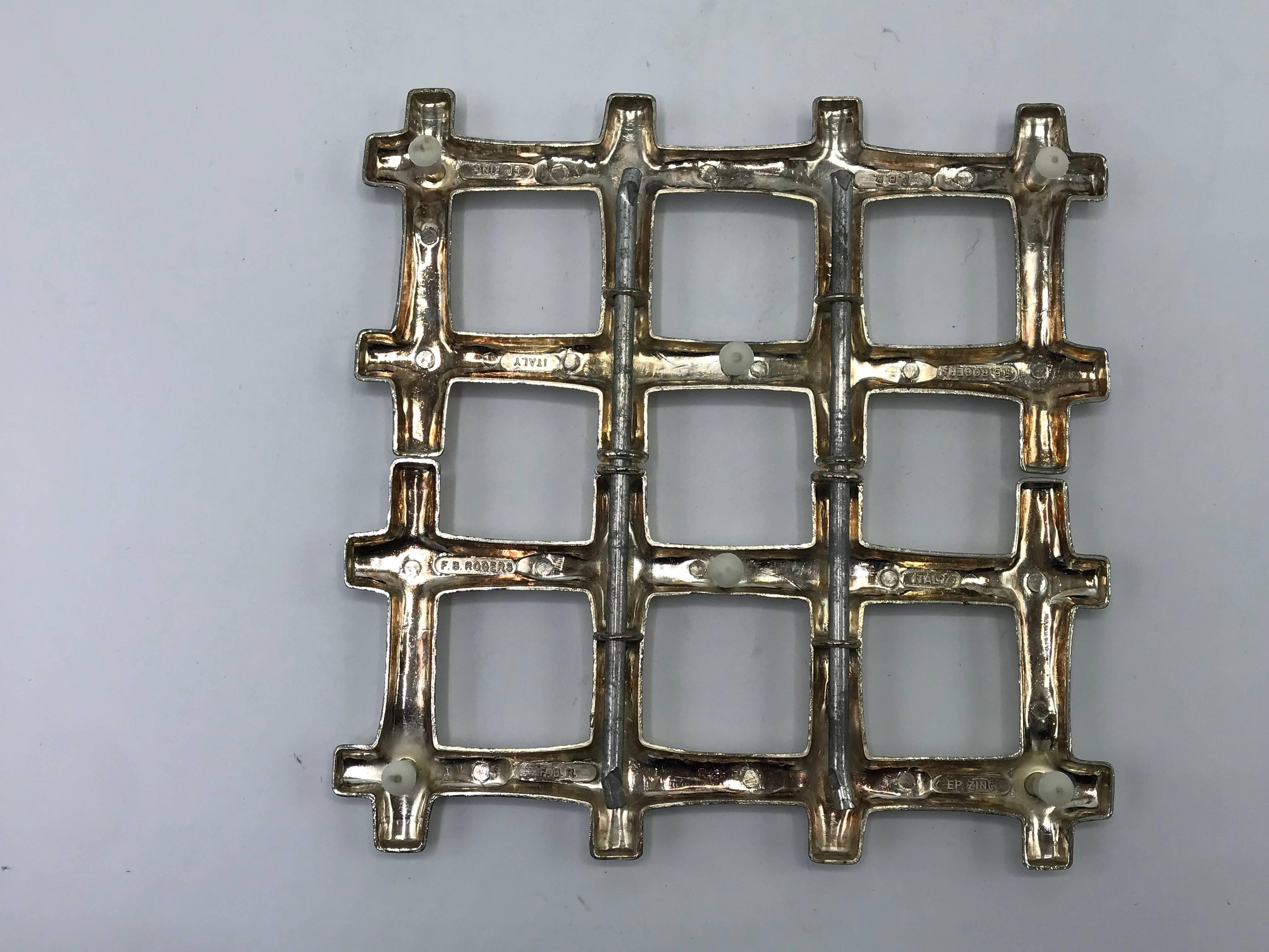 1970s Italian Faux Bamboo Silver Metal Expandable Trivet In Good Condition In Richmond, VA