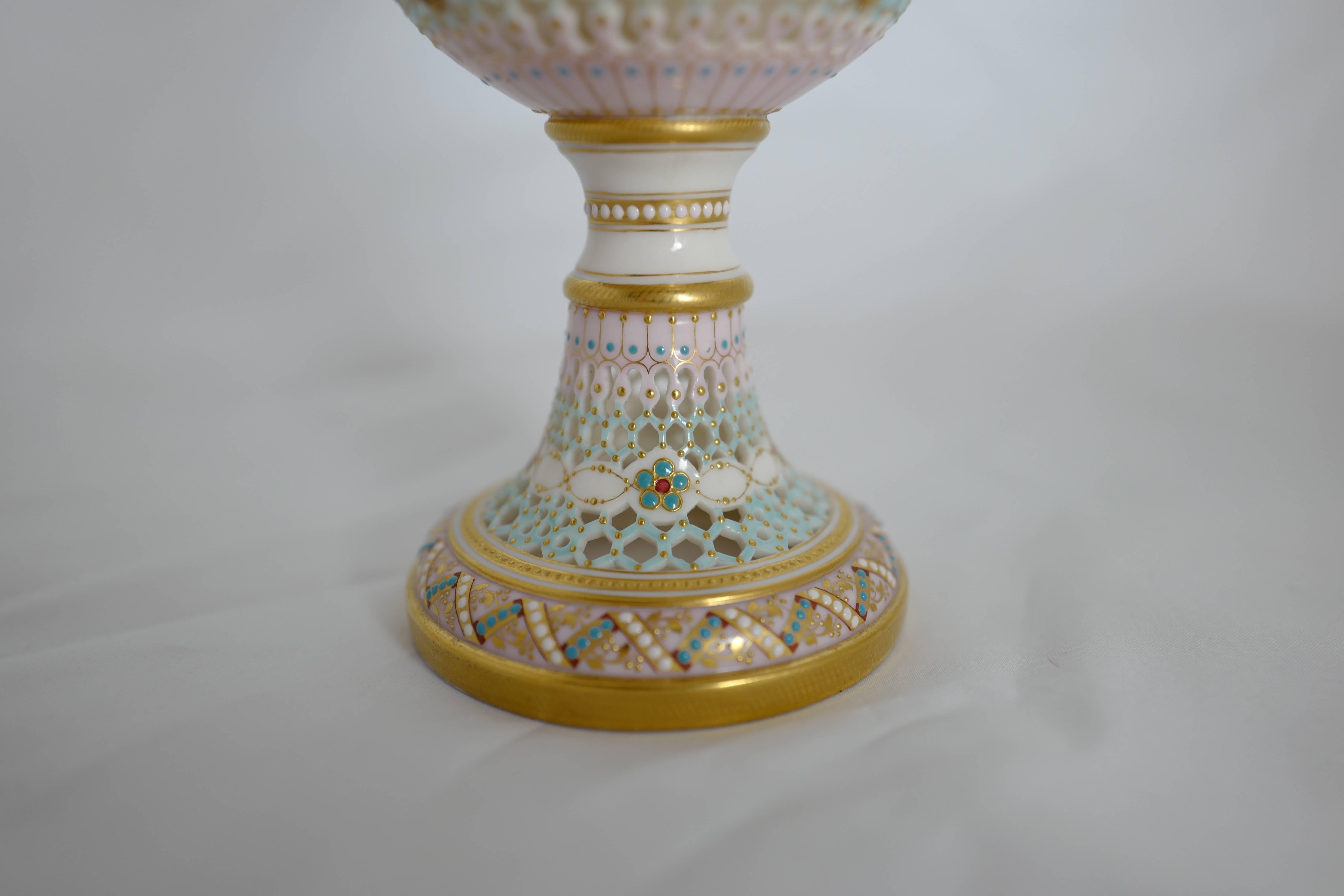 Royal Worcester Reticulated, Double-Walled Goblet For Sale 1