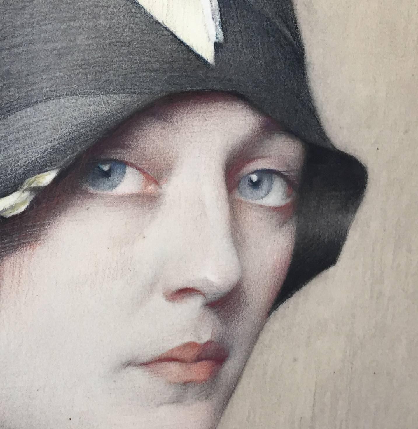 A classic 1930s portrait in pastels of Mona Countess von Bismarck a leading light of international cafe society between the two world wars. Born Mona Travis Strader in Louisville Kentucky in 1897 Mona married five times her marriages propelling her