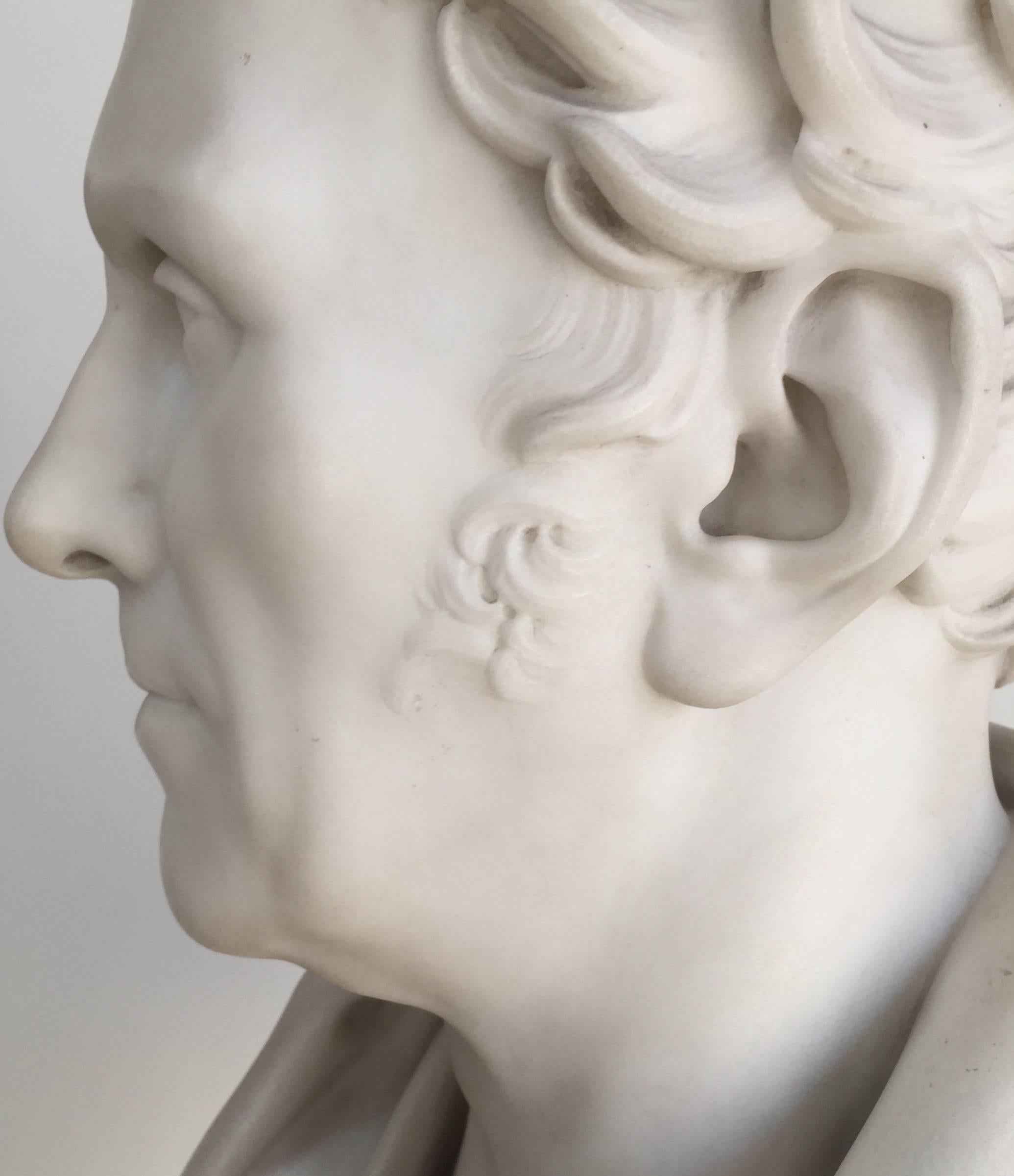 Carved 1841, Portrait Bust of James Dunlop, Glaswegian Tobacco Millionaire by Chantrey For Sale