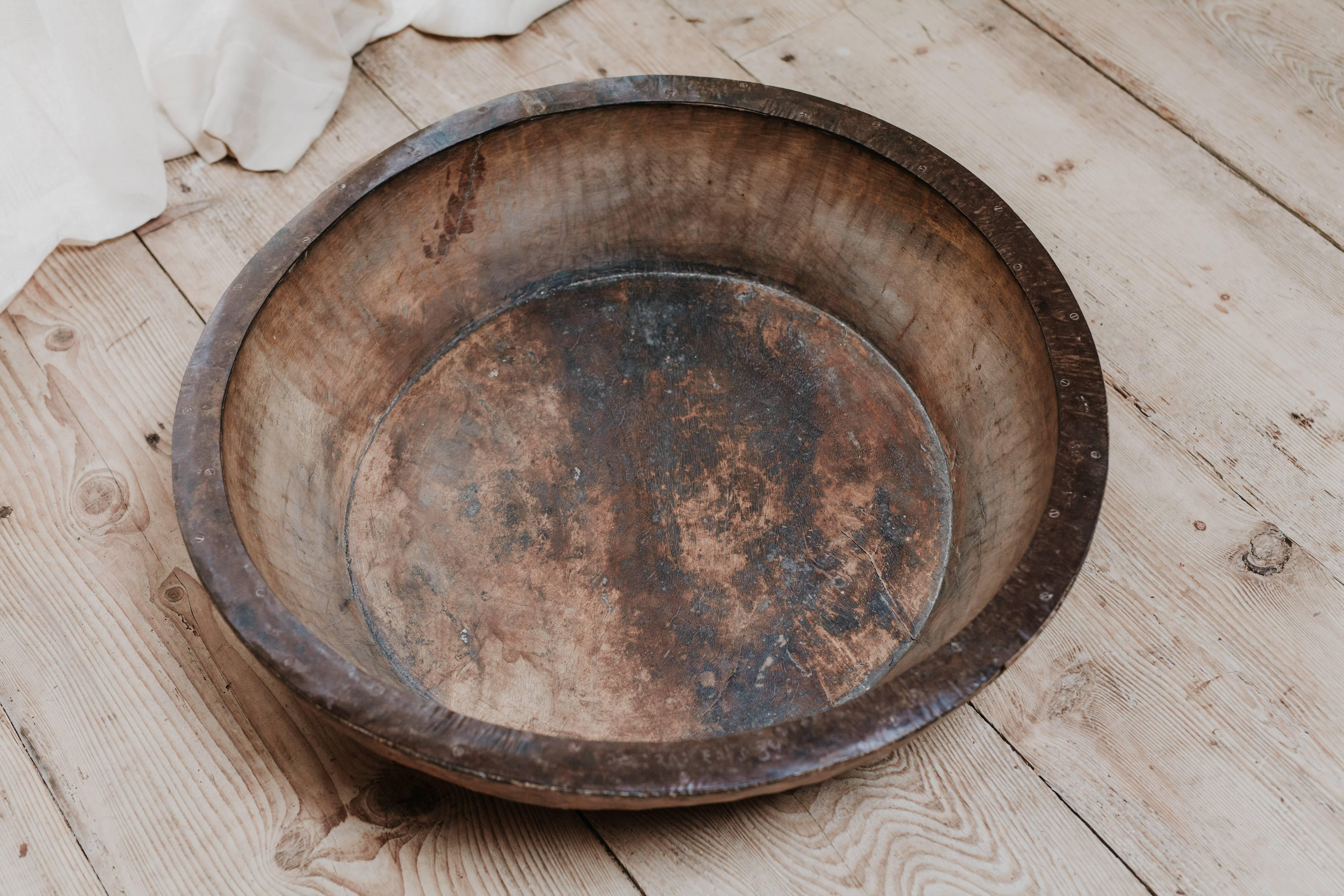 Indian 19th Century Extra Large Wooden Bowl